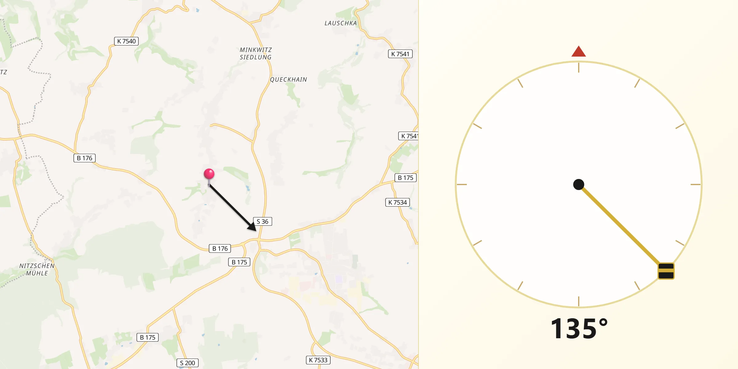 Qibla-Richtung von Gersdorf