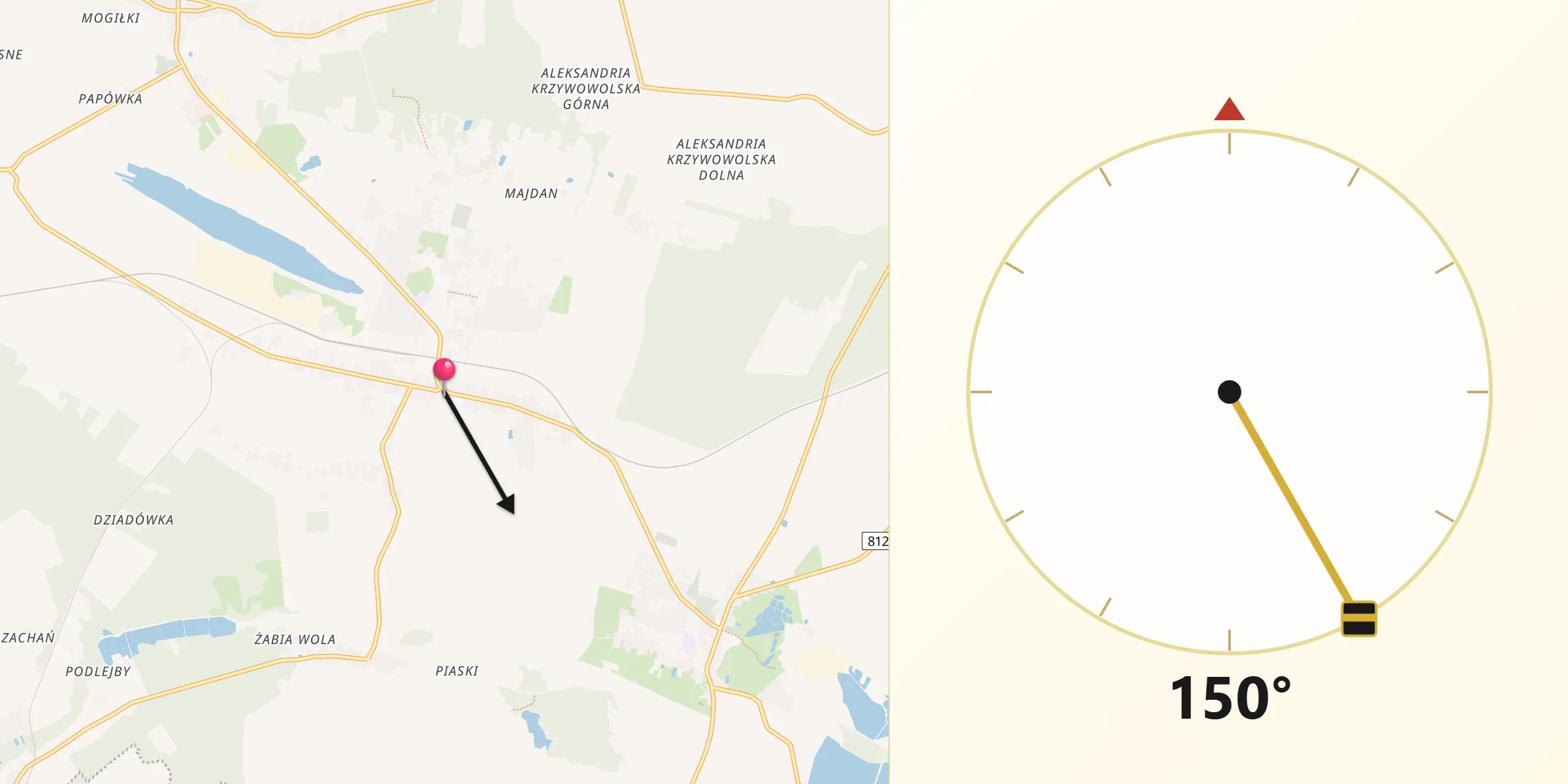 Kierunek Qibla z Rejowiec Fabryczny