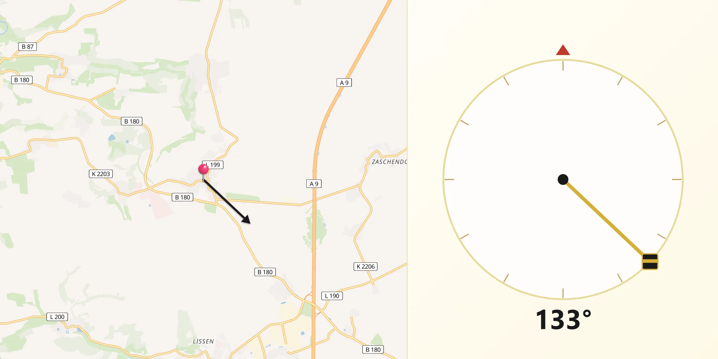 Qibla-Richtung von Stößen