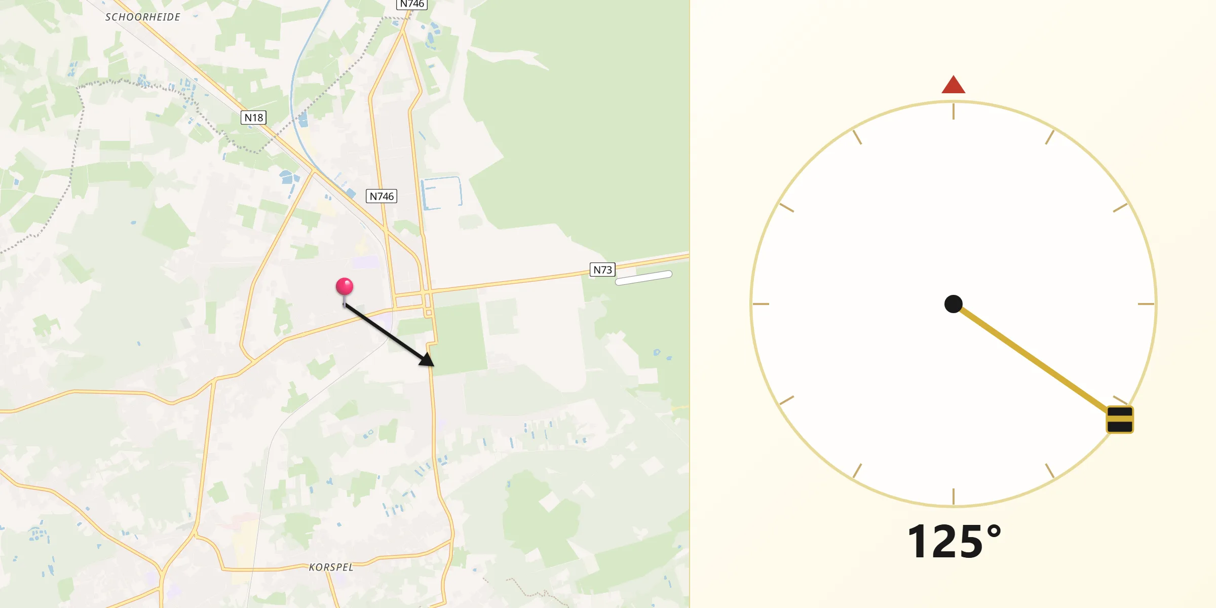 Direction vers la Qibla depuis Leopoldsburg