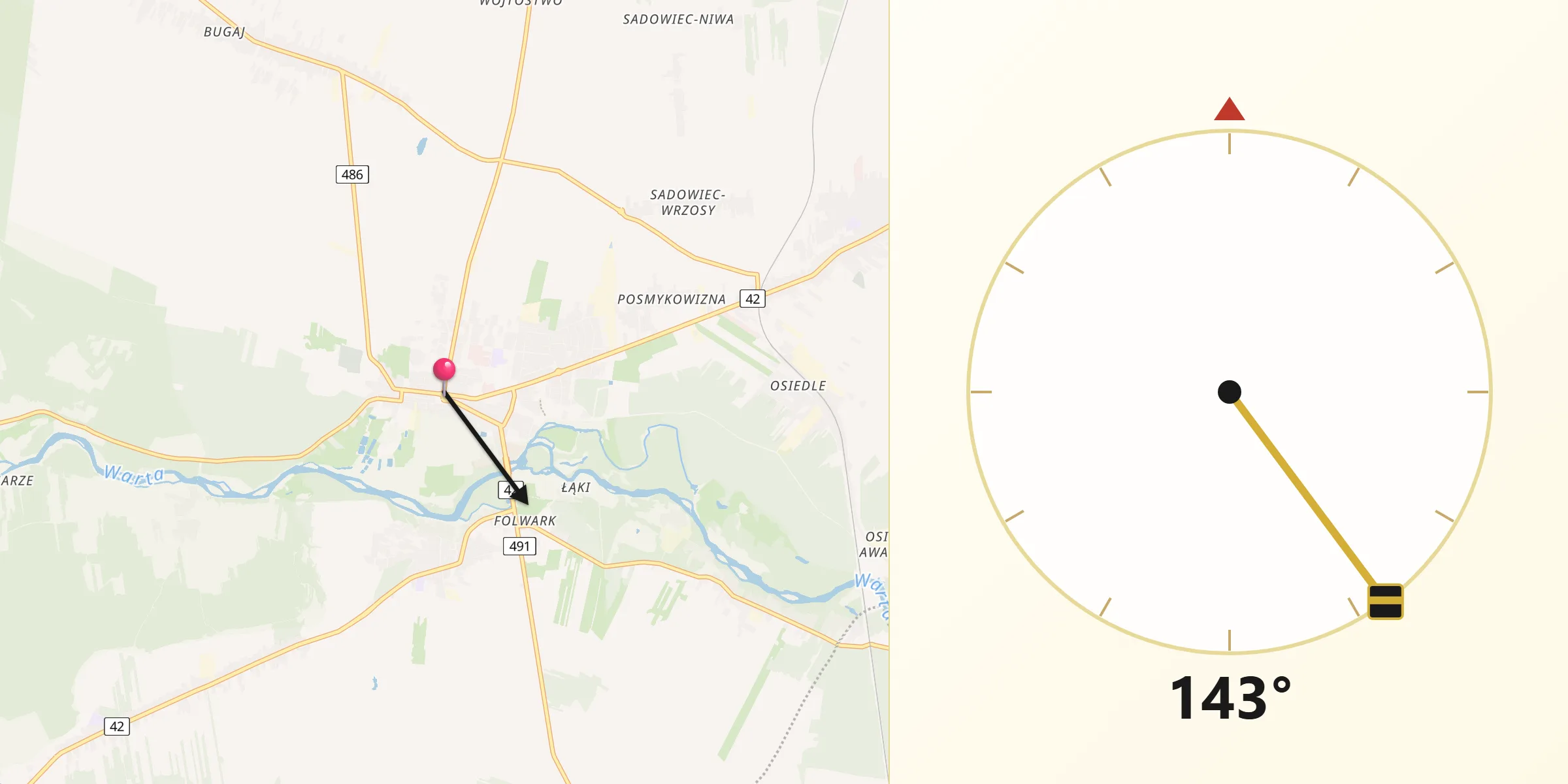 Kierunek Qibla z Działoszyn