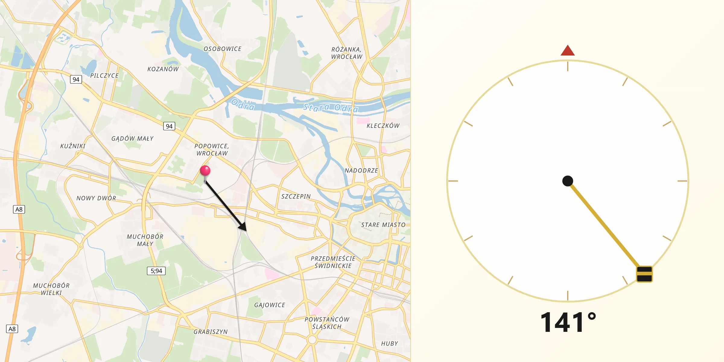 Kierunek Qibla z Gądów Mały