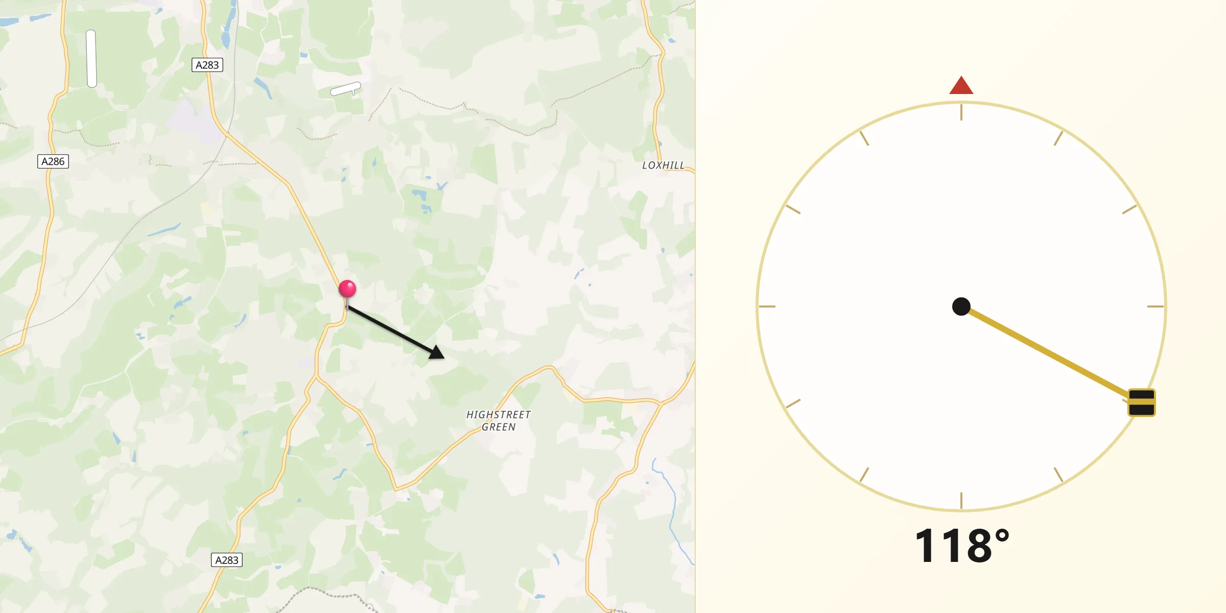 Qibla Direction from Chiddingfold
