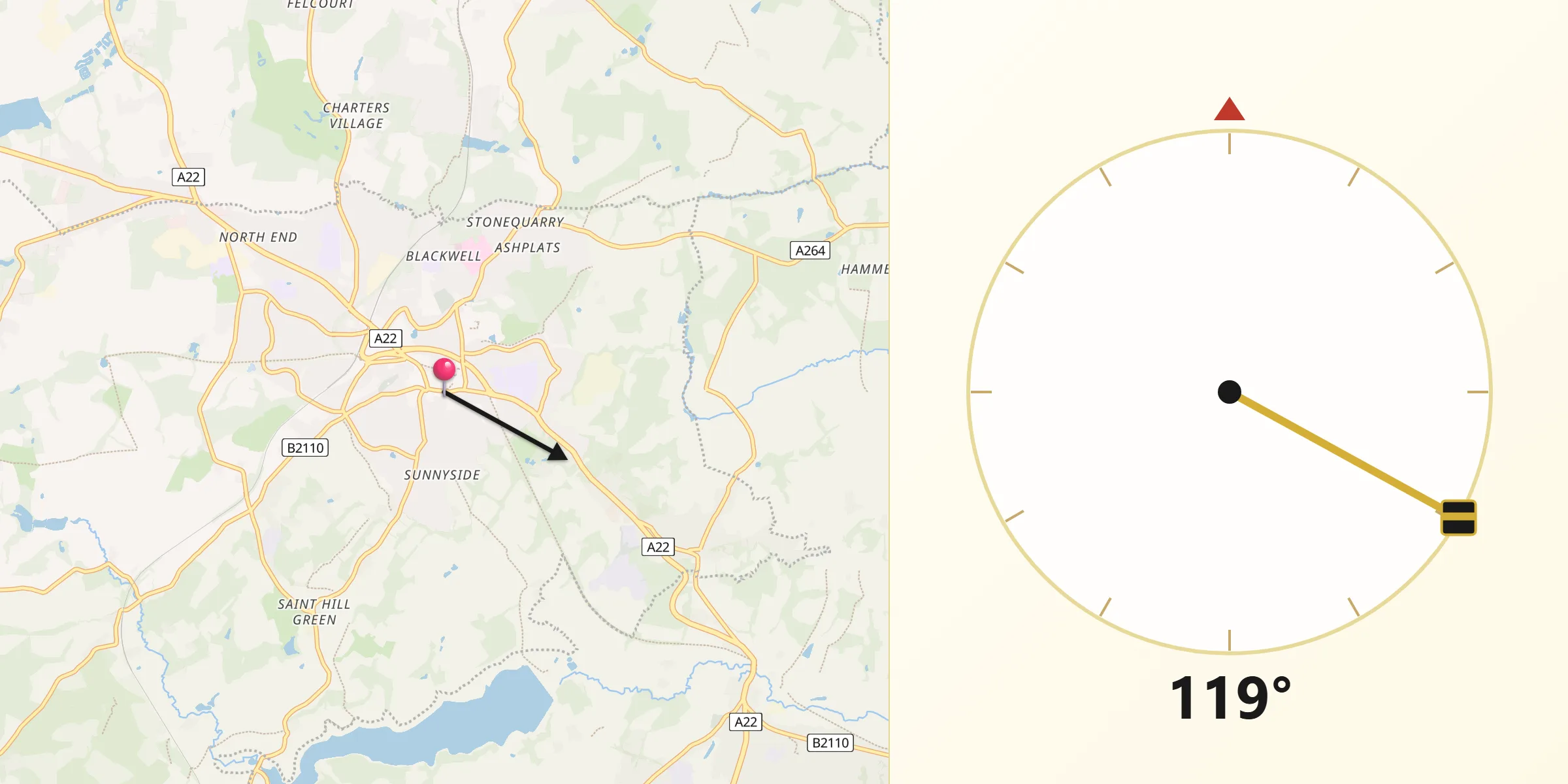 Qibla Direction from East Grinstead