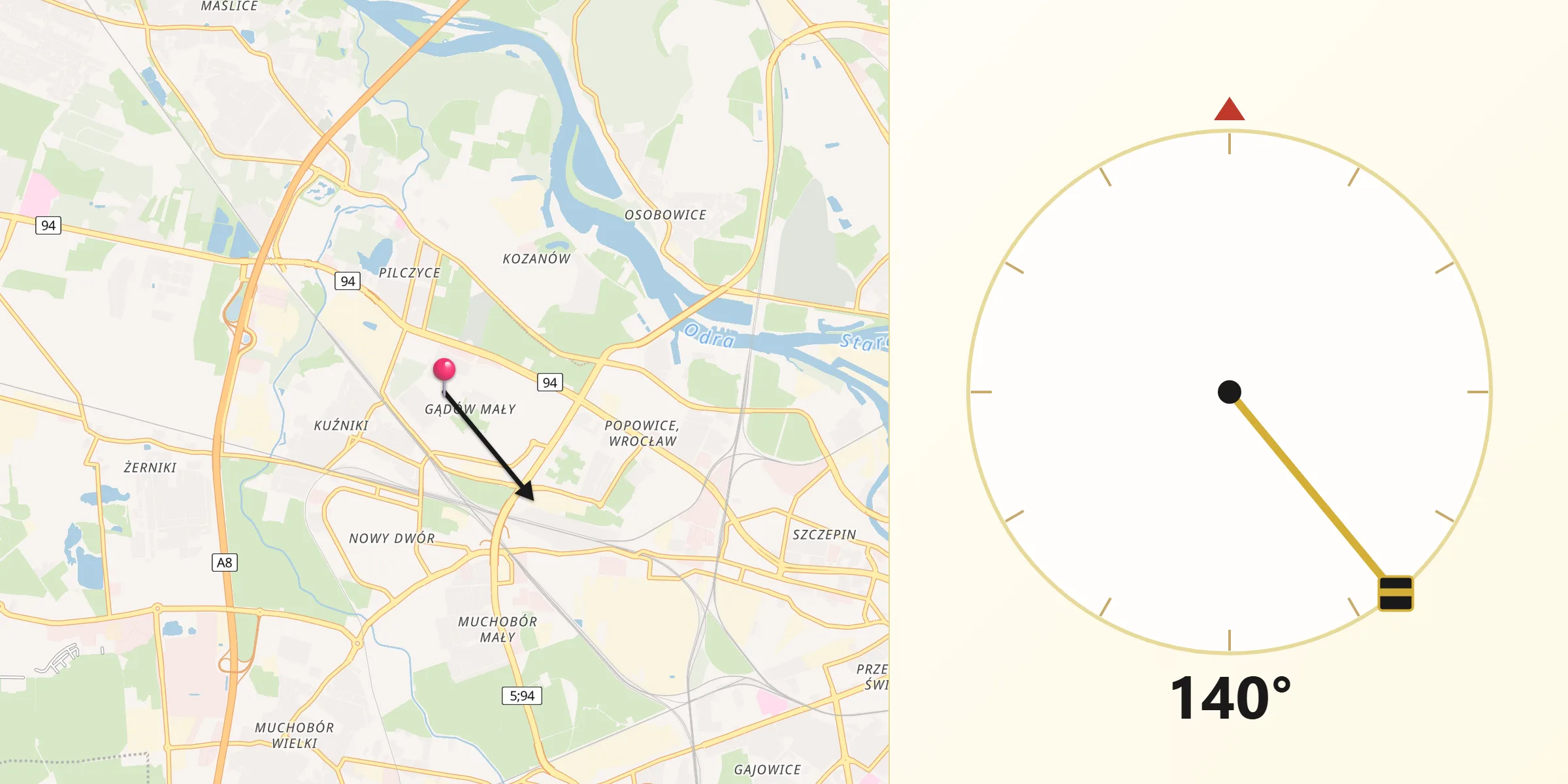 Kierunek Qibla z Osiedle Kosmonautów