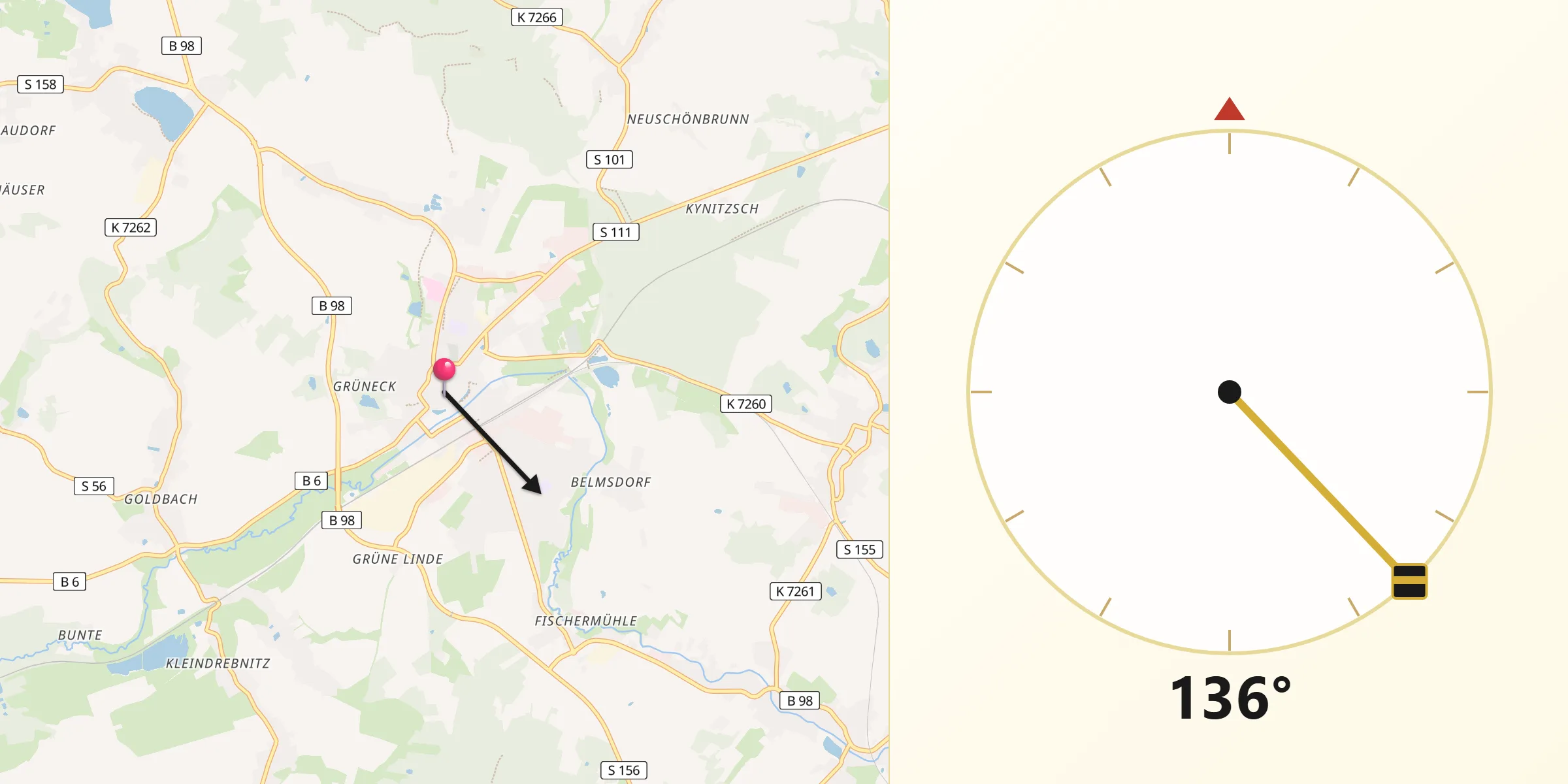 Qibla-Richtung von Bischofswerda