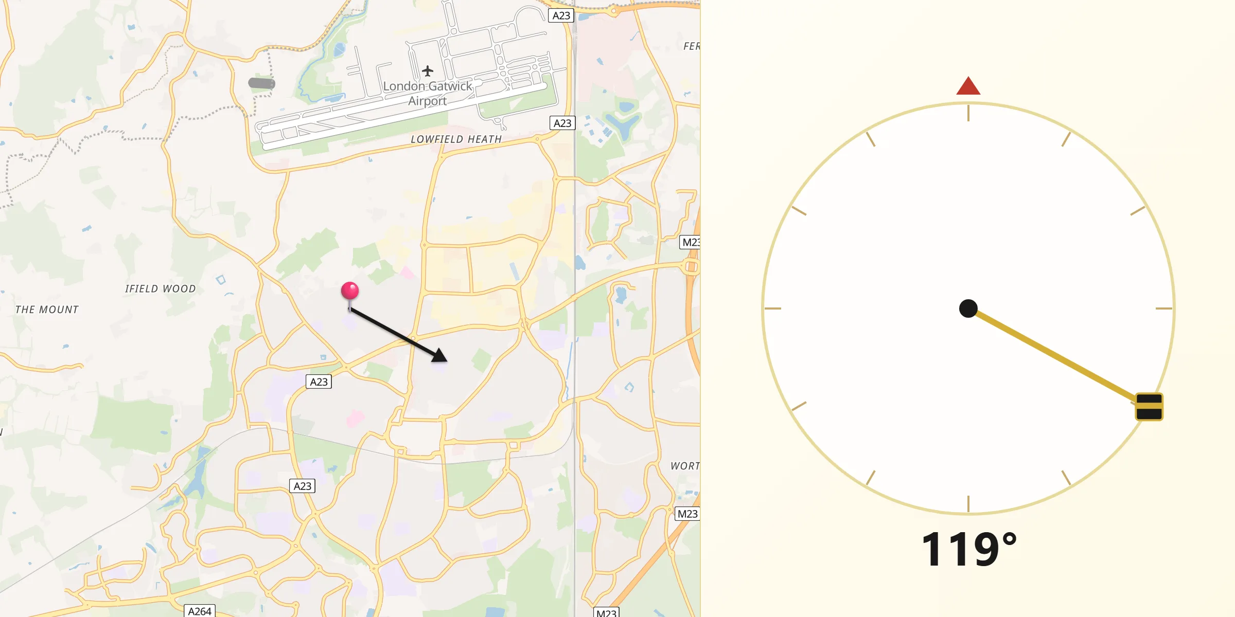 Qibla Direction from Langley Green