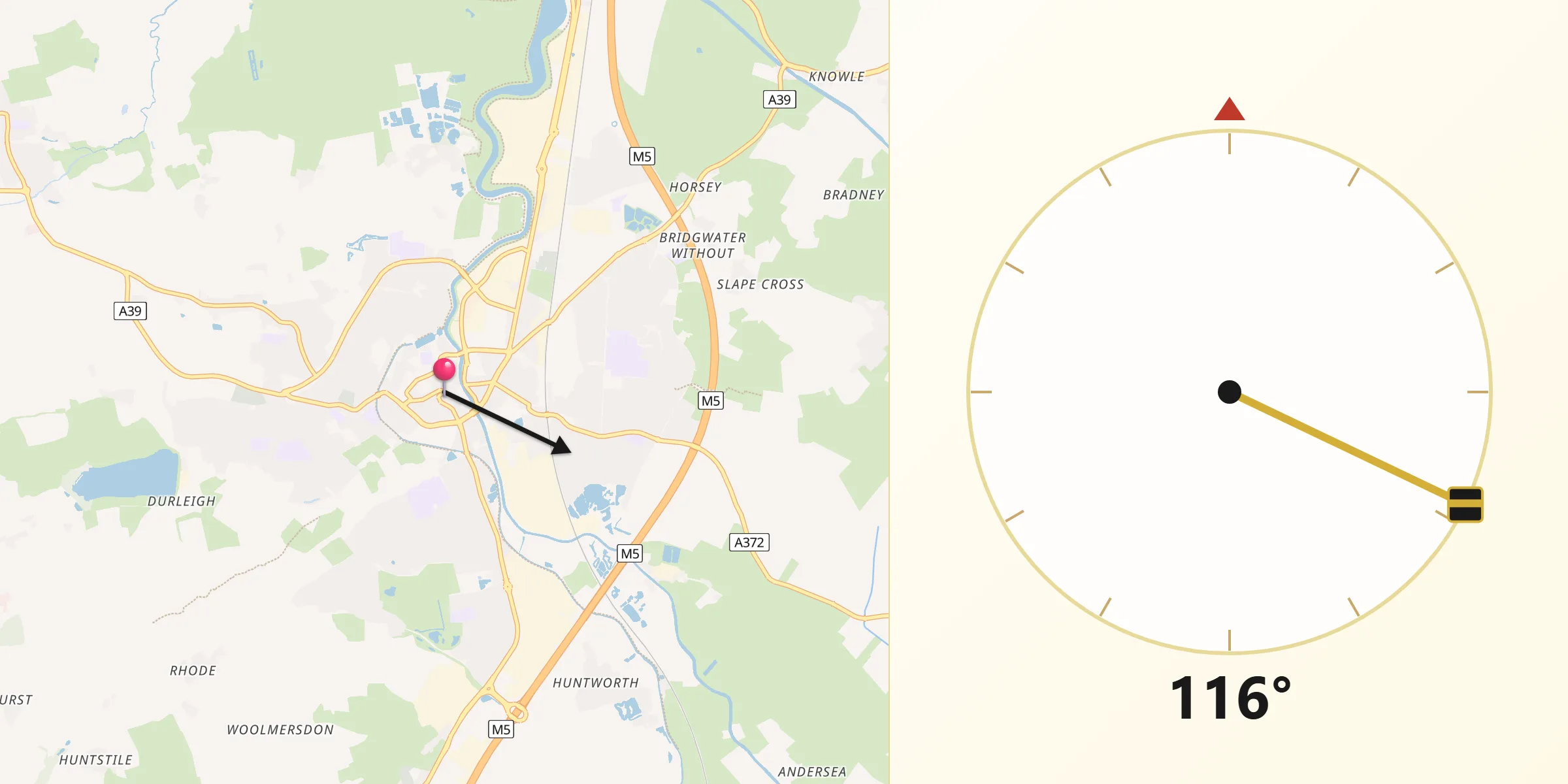 Qibla Direction from Bridgwater