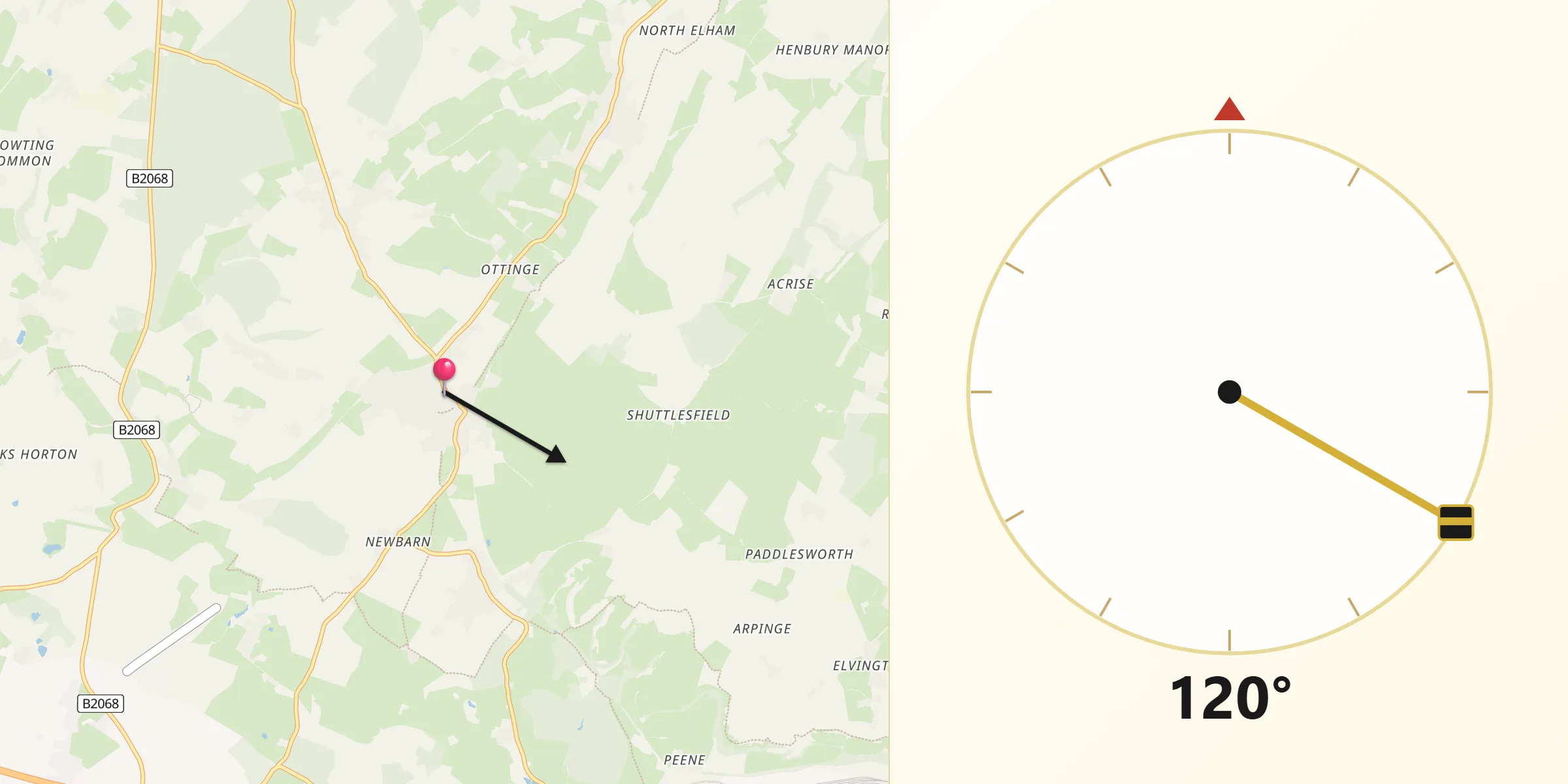 Qibla Direction from Lyminge