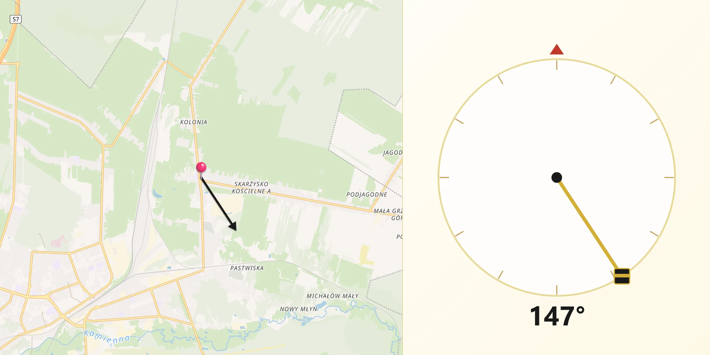 Kierunek Qibla z Skarżysko Kościelne