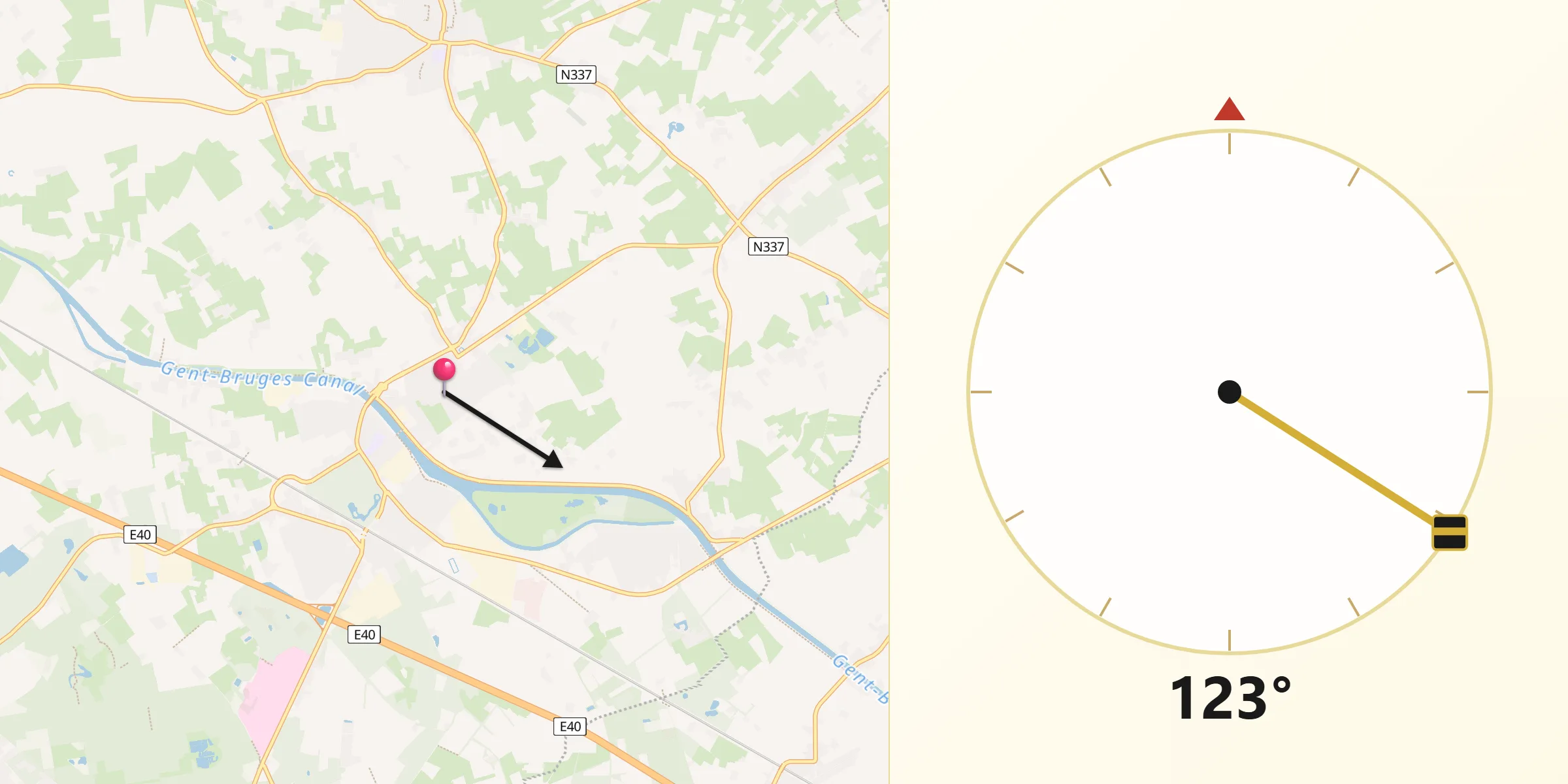 Direction vers la Qibla depuis Beernem