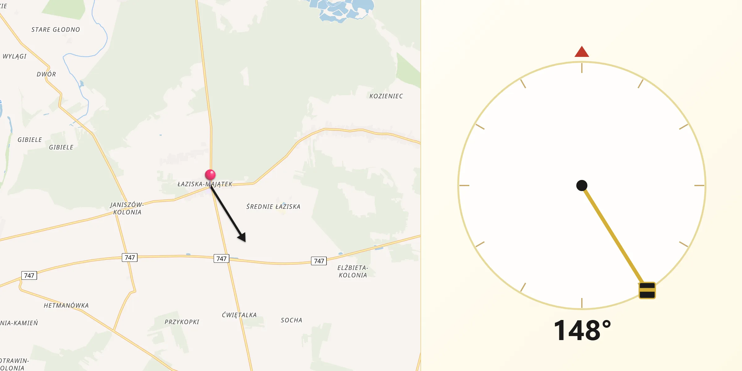 Kierunek Qibla z Łaziska
