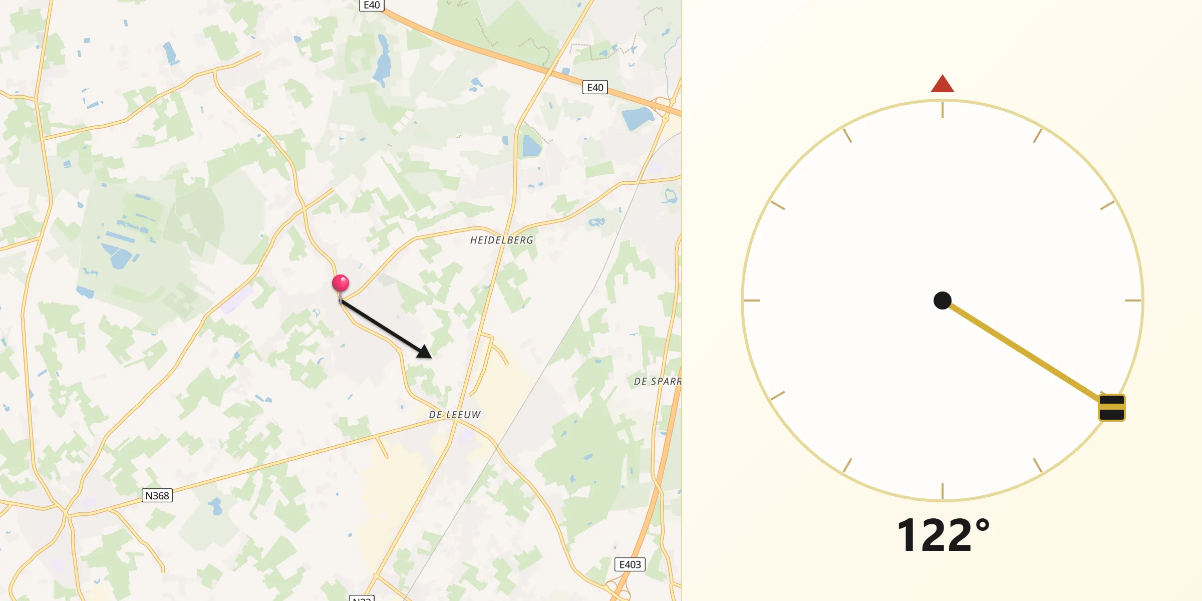 Direction vers la Qibla depuis Zedelgem