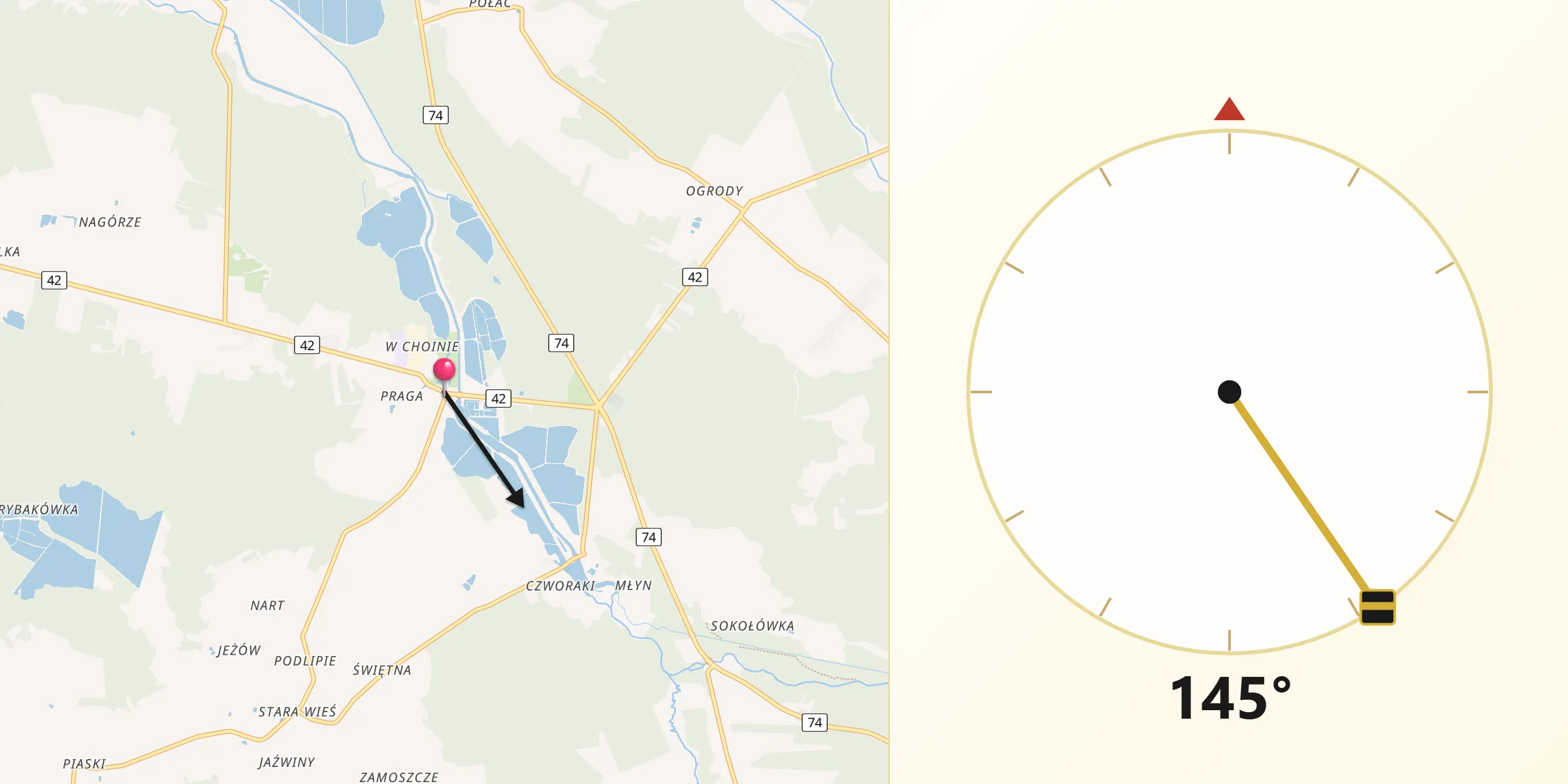 Kierunek Qibla z Ruda Maleniecka