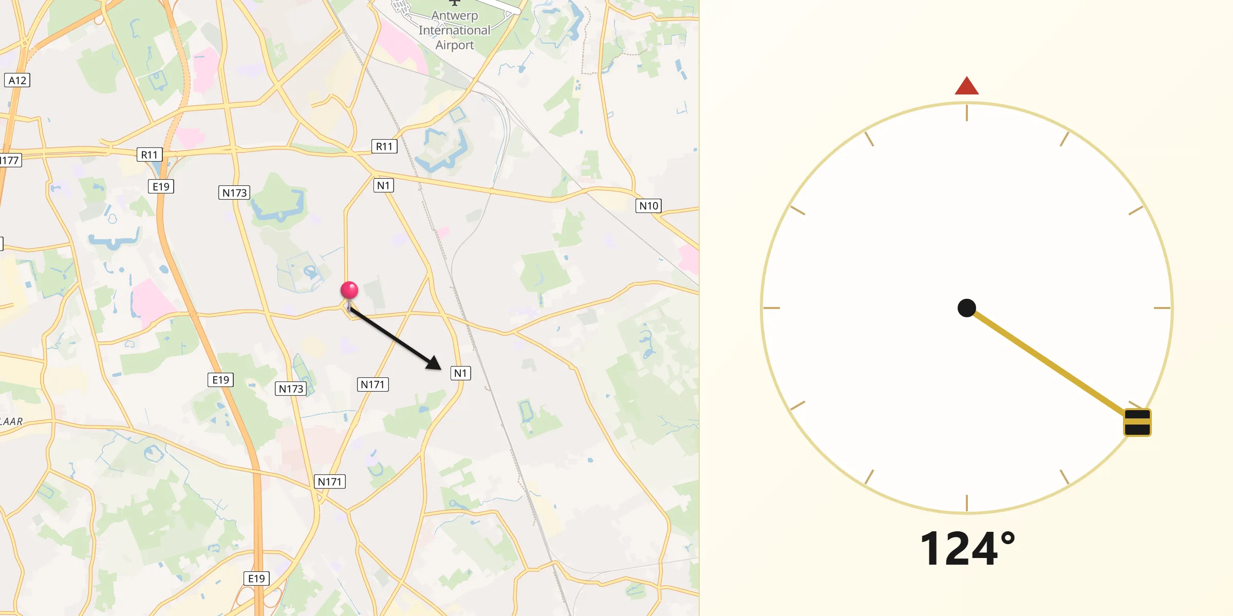 Direction vers la Qibla depuis Edegem