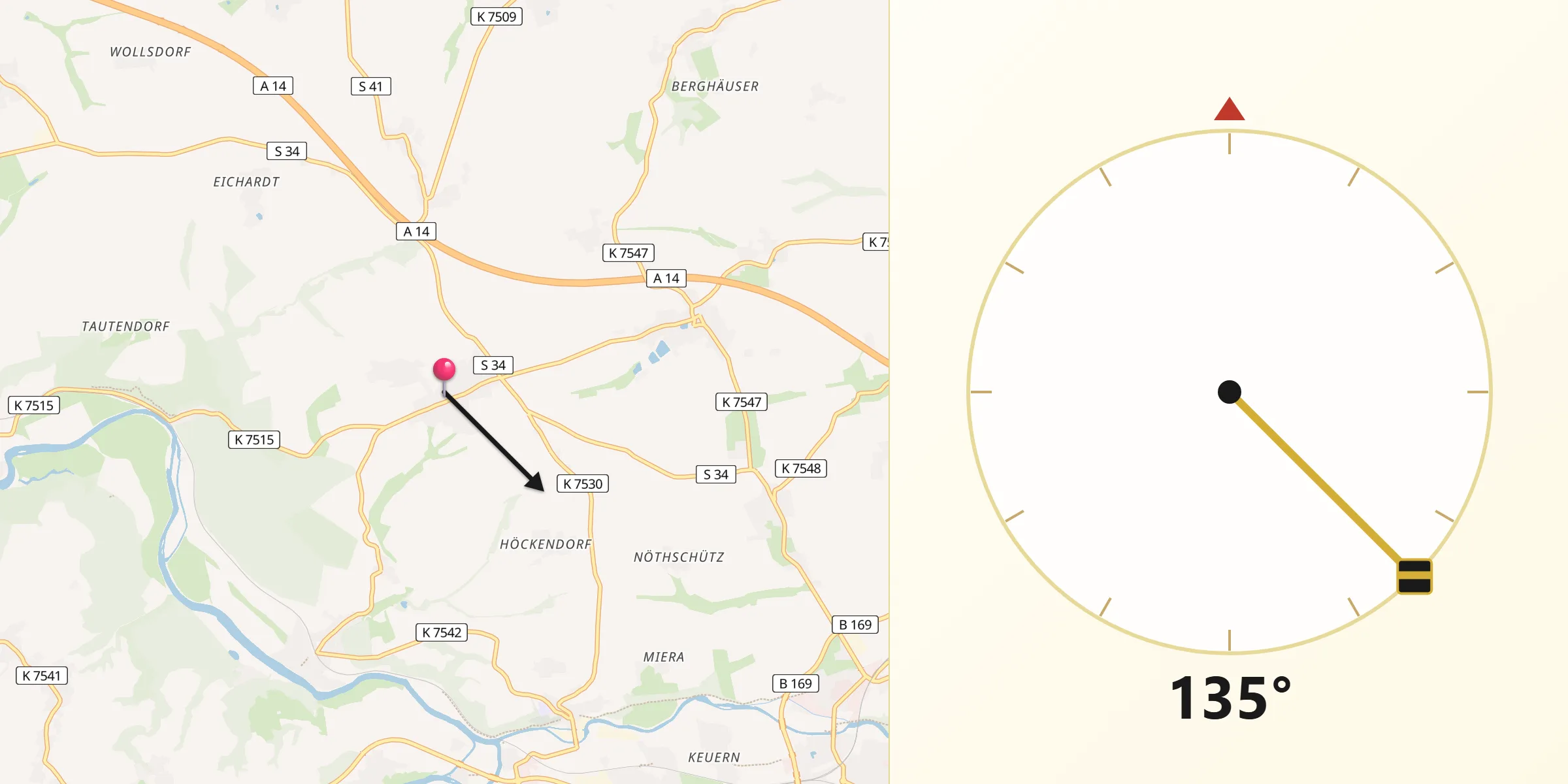 Qibla-Richtung von Großweitzschen