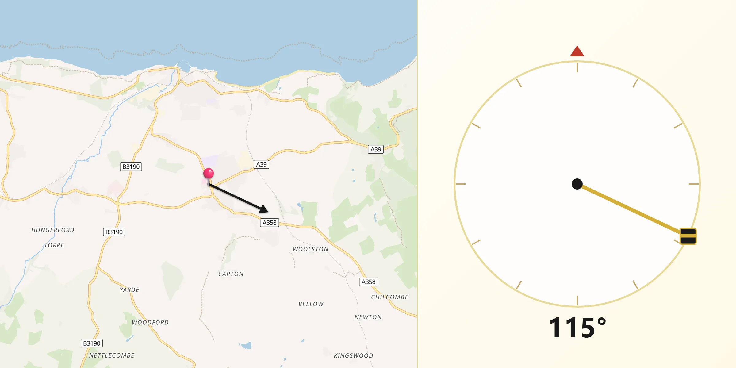 Qibla Direction from Williton