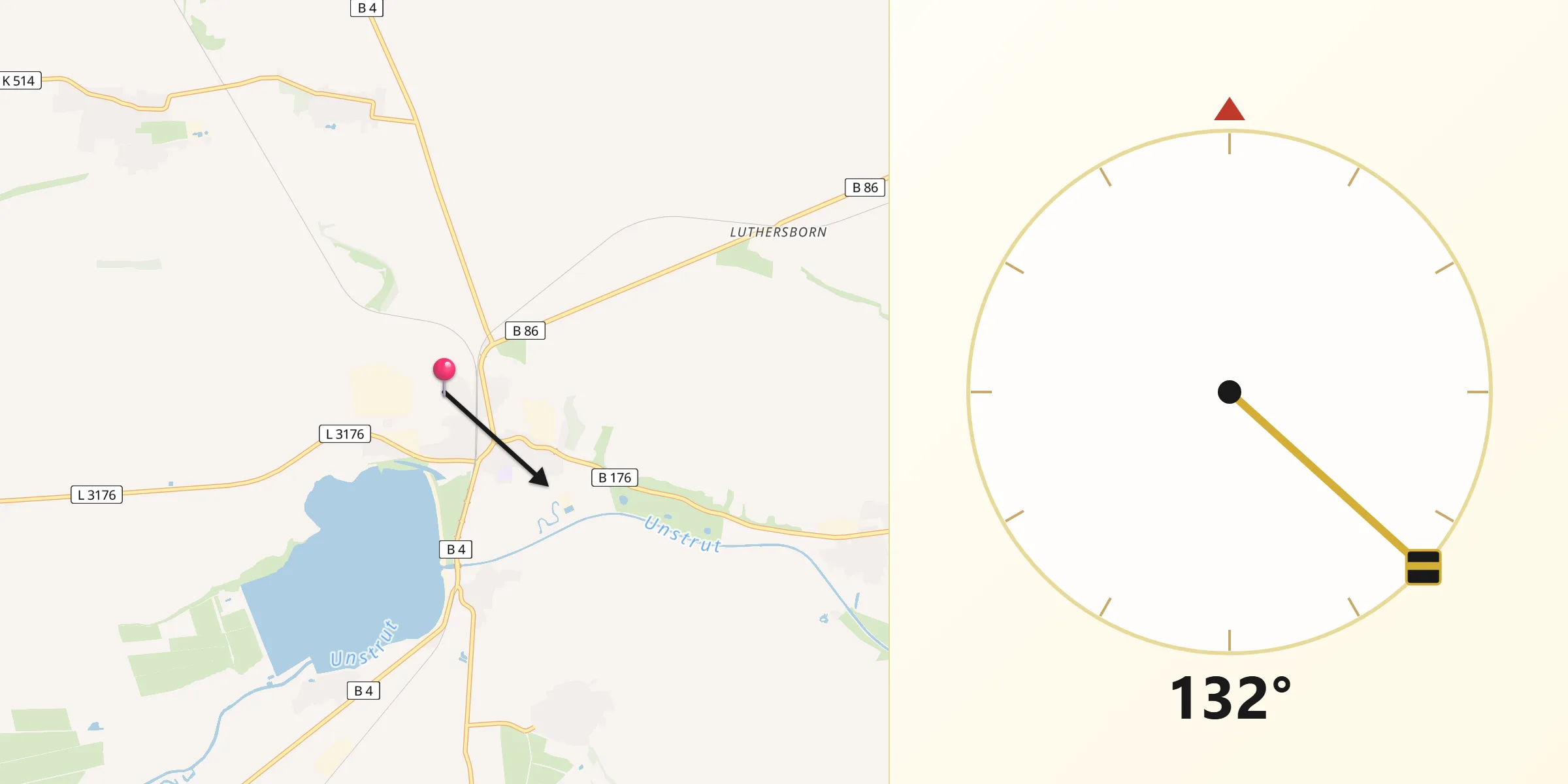 Qibla-Richtung von Straußfurt