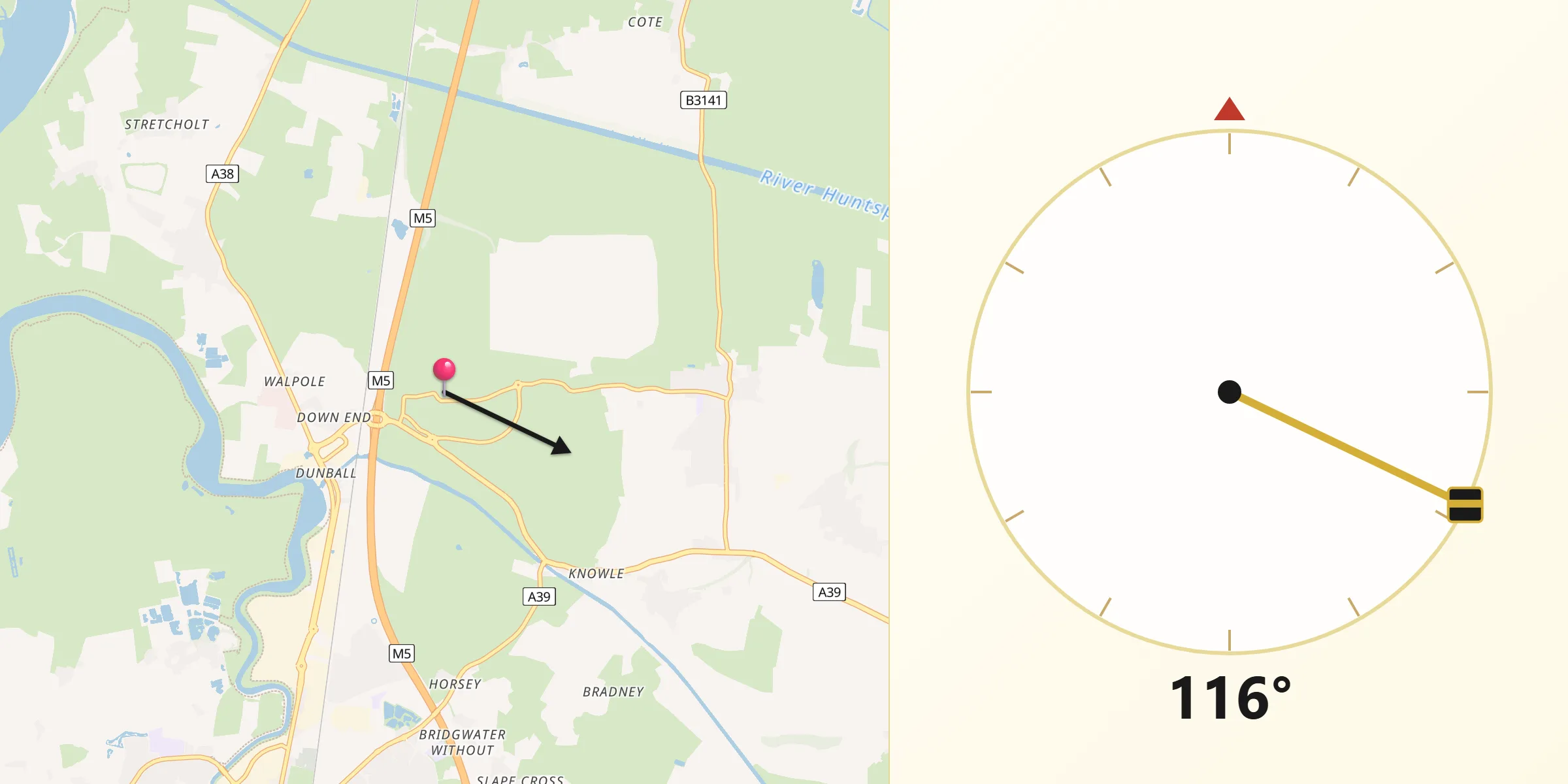 Qibla Direction from Puriton