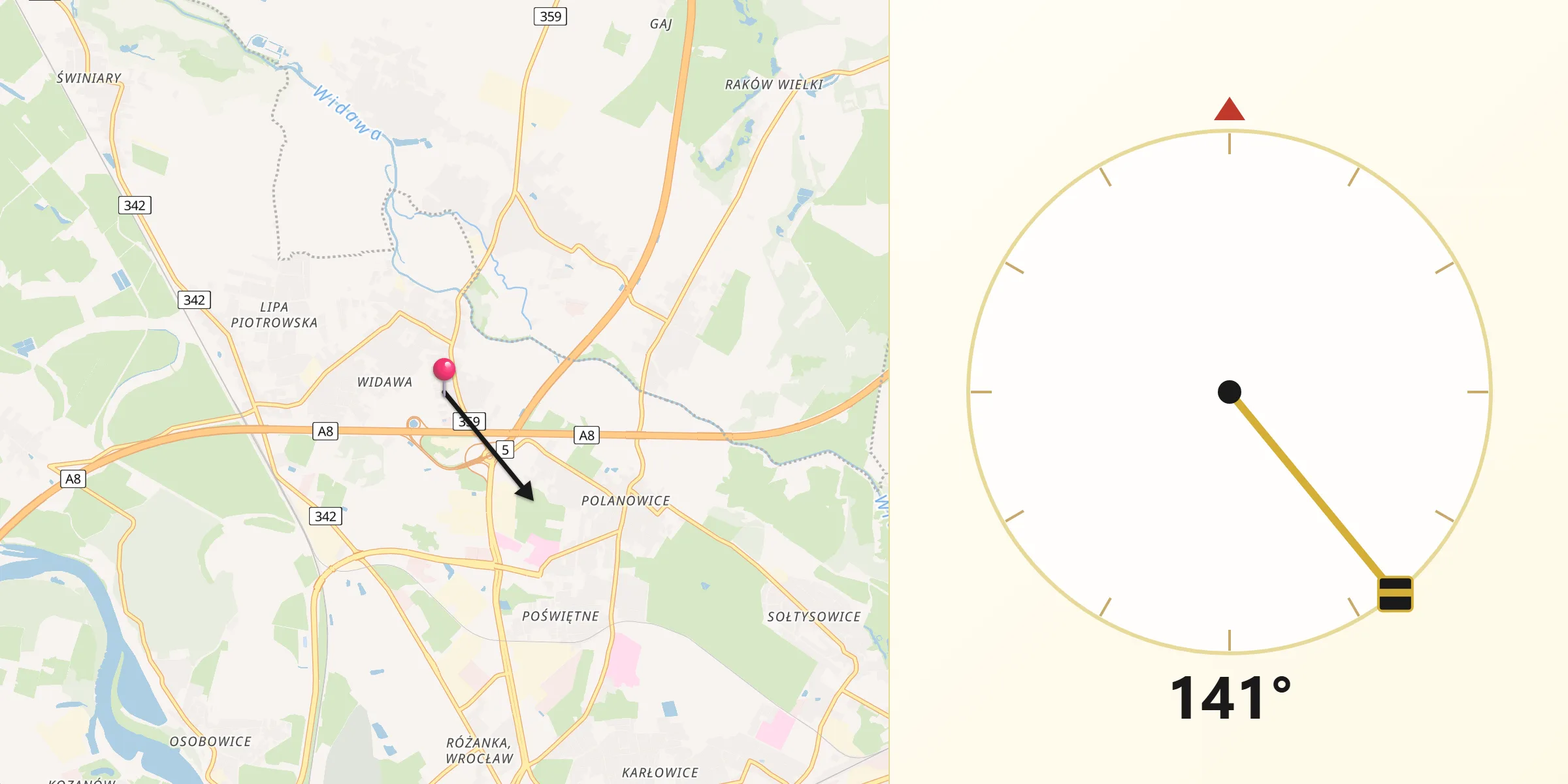 Kierunek Qibla z Widawa-Lipa Piotrowska-Polanowice