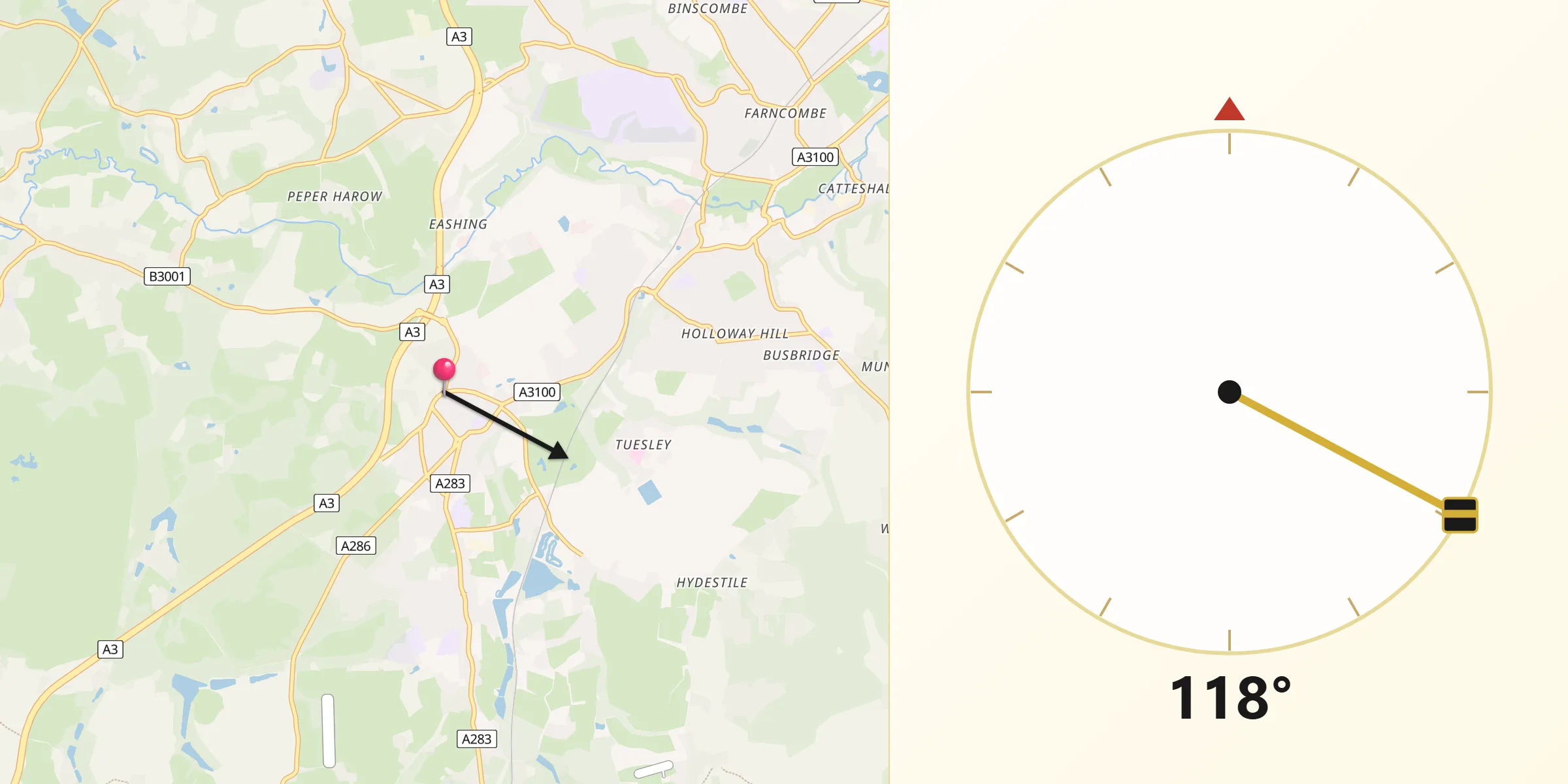 Qibla Direction from Milford