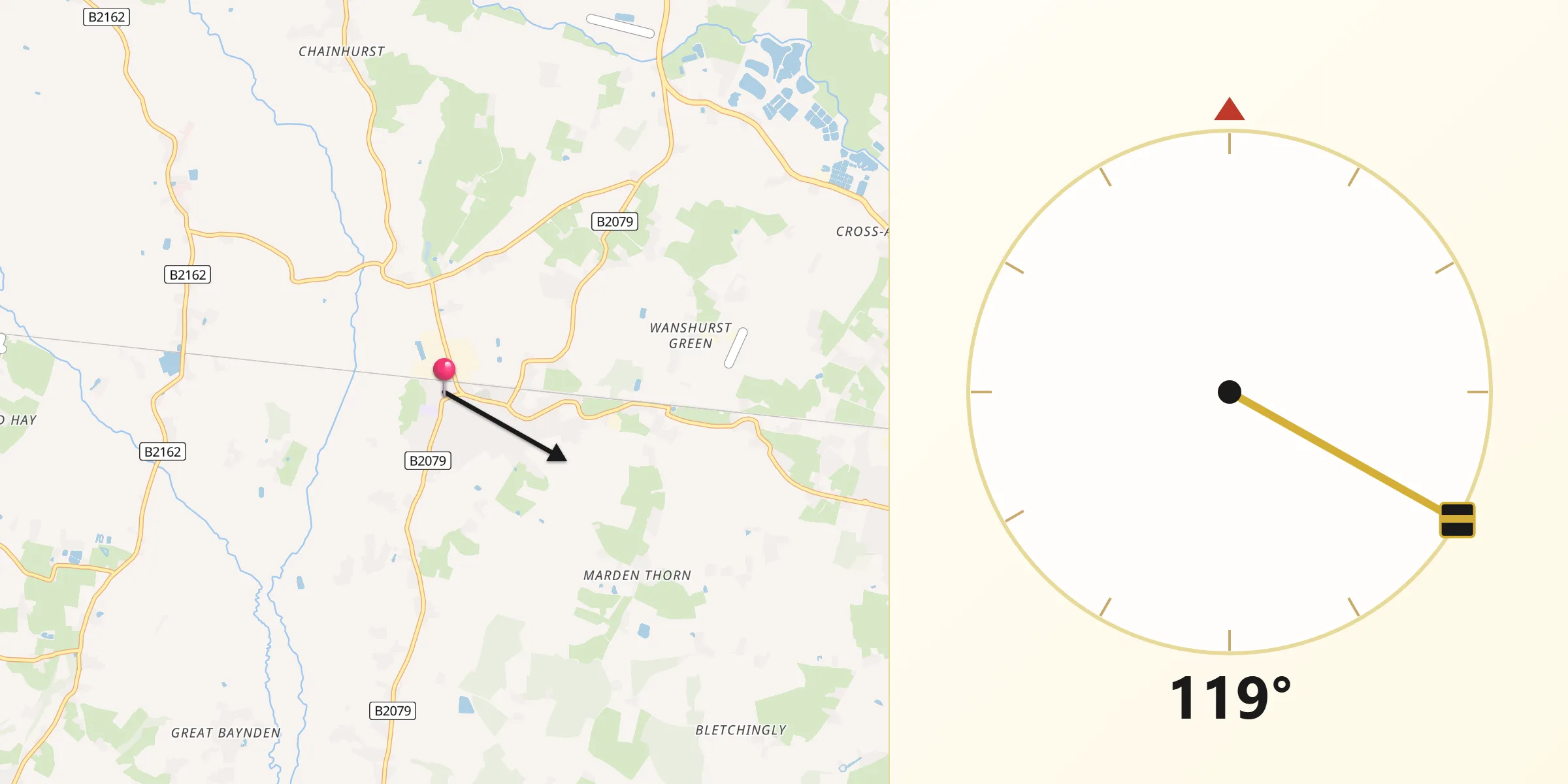 Qibla Direction from Marden