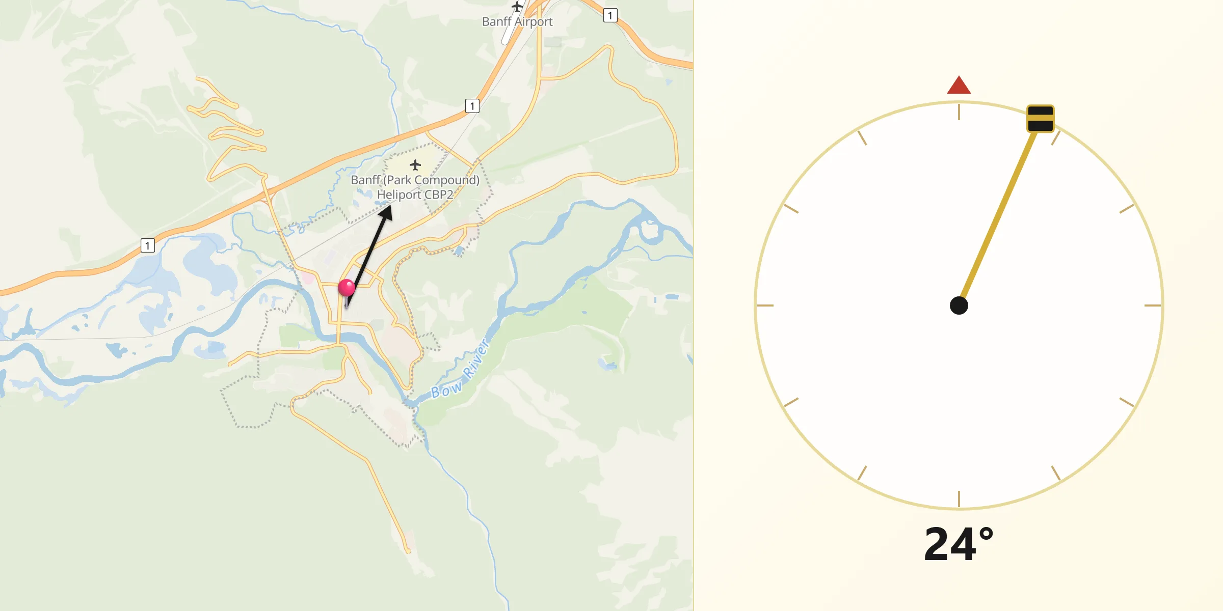 Qibla Direction from Banff