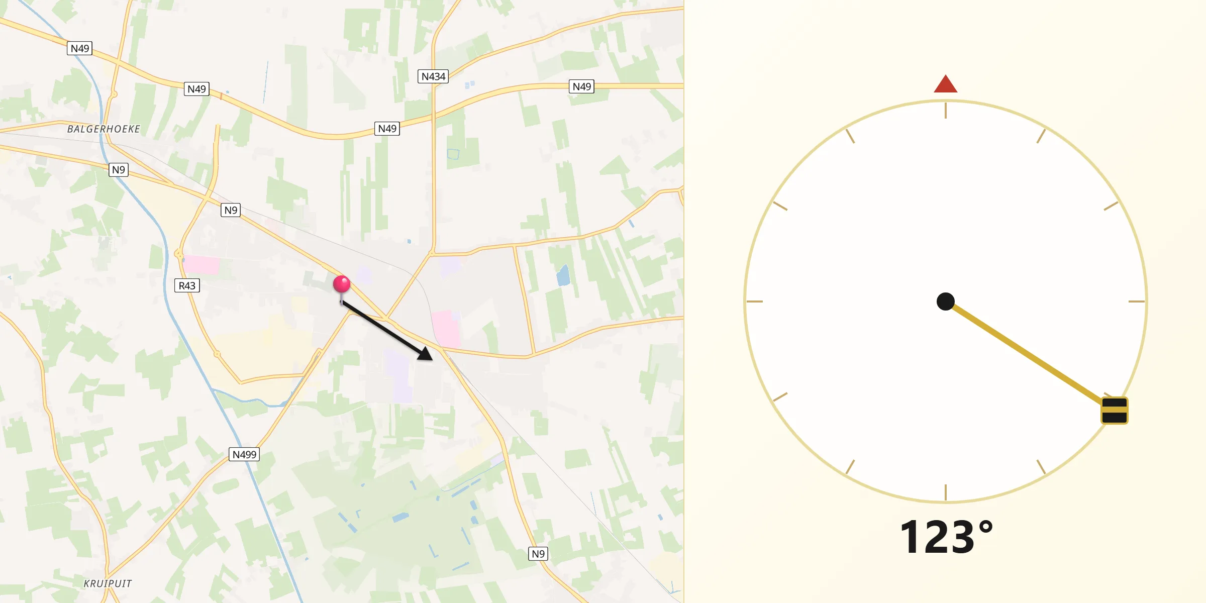Direction vers la Qibla depuis Eeklo