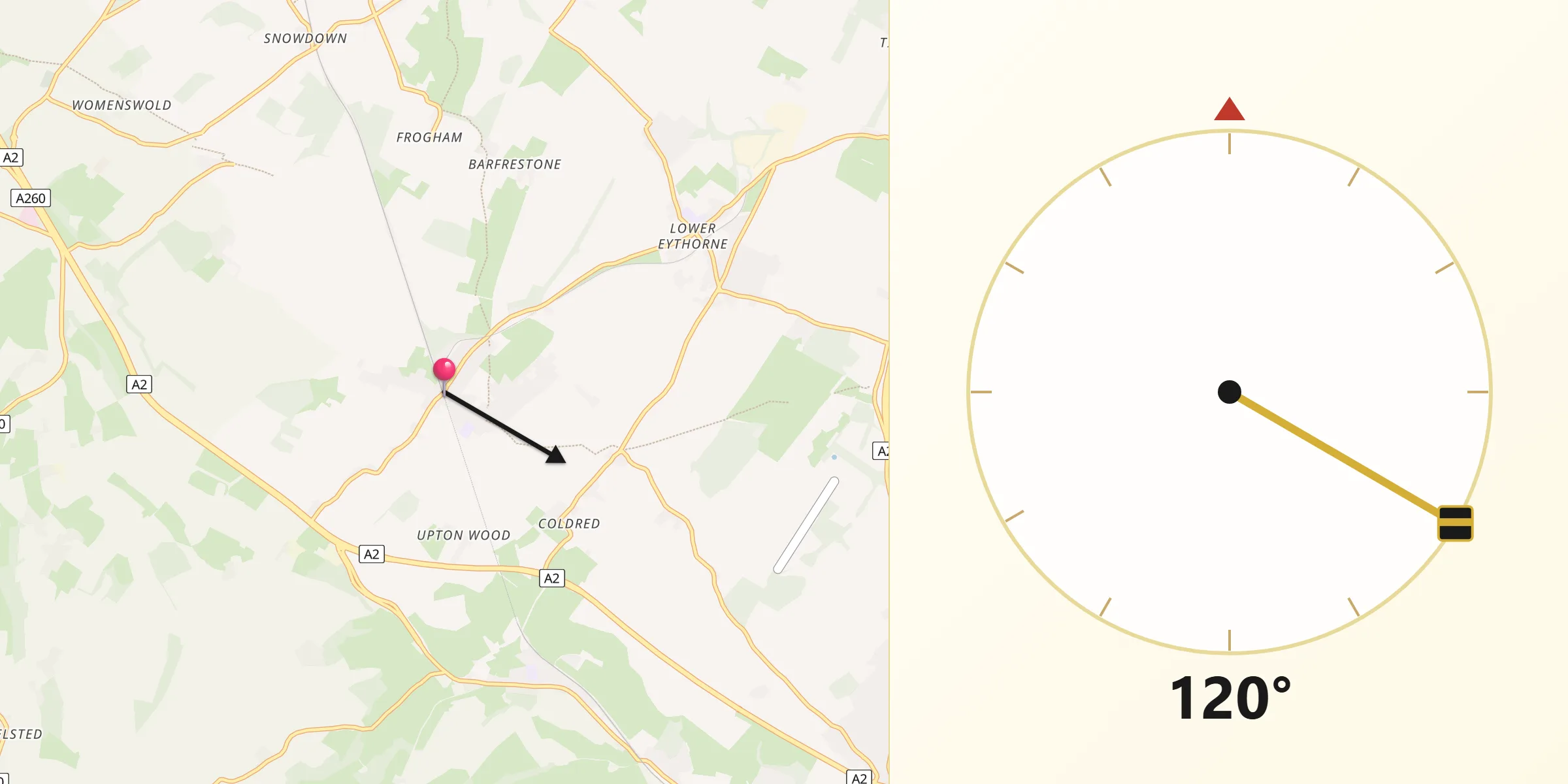 Qibla Direction from Shepherdswell