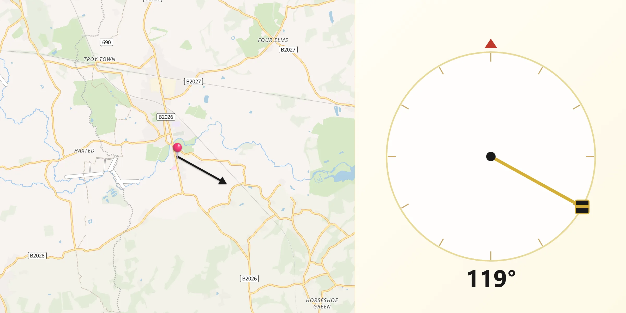 Qibla Direction from Edenbridge