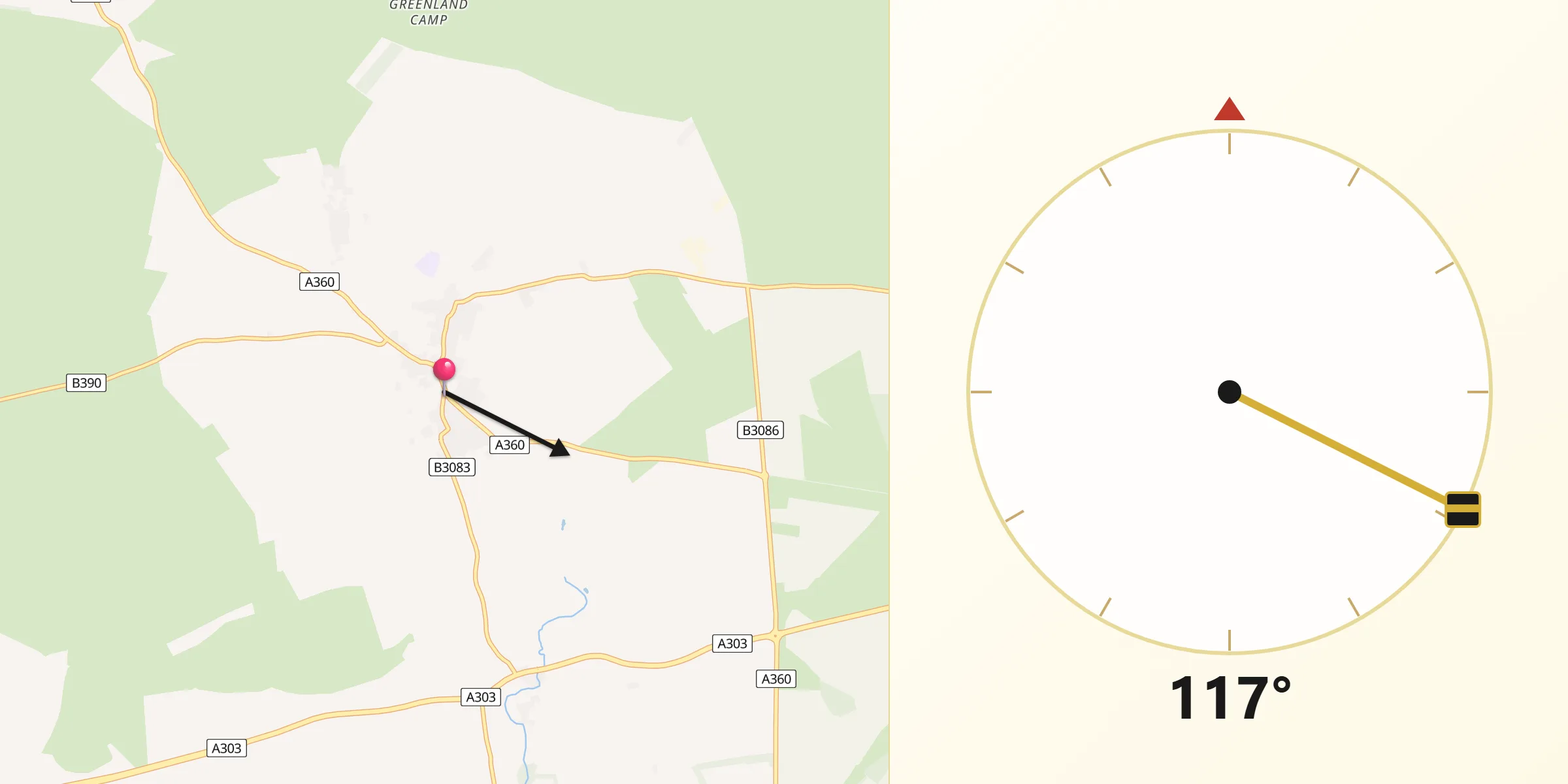 Qibla Direction from Shrewton