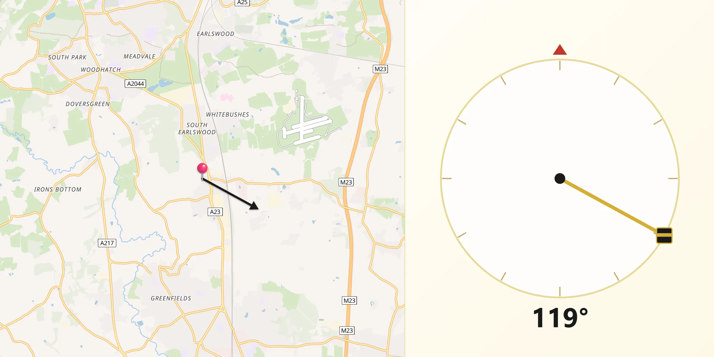 Qibla Direction from Salfords
