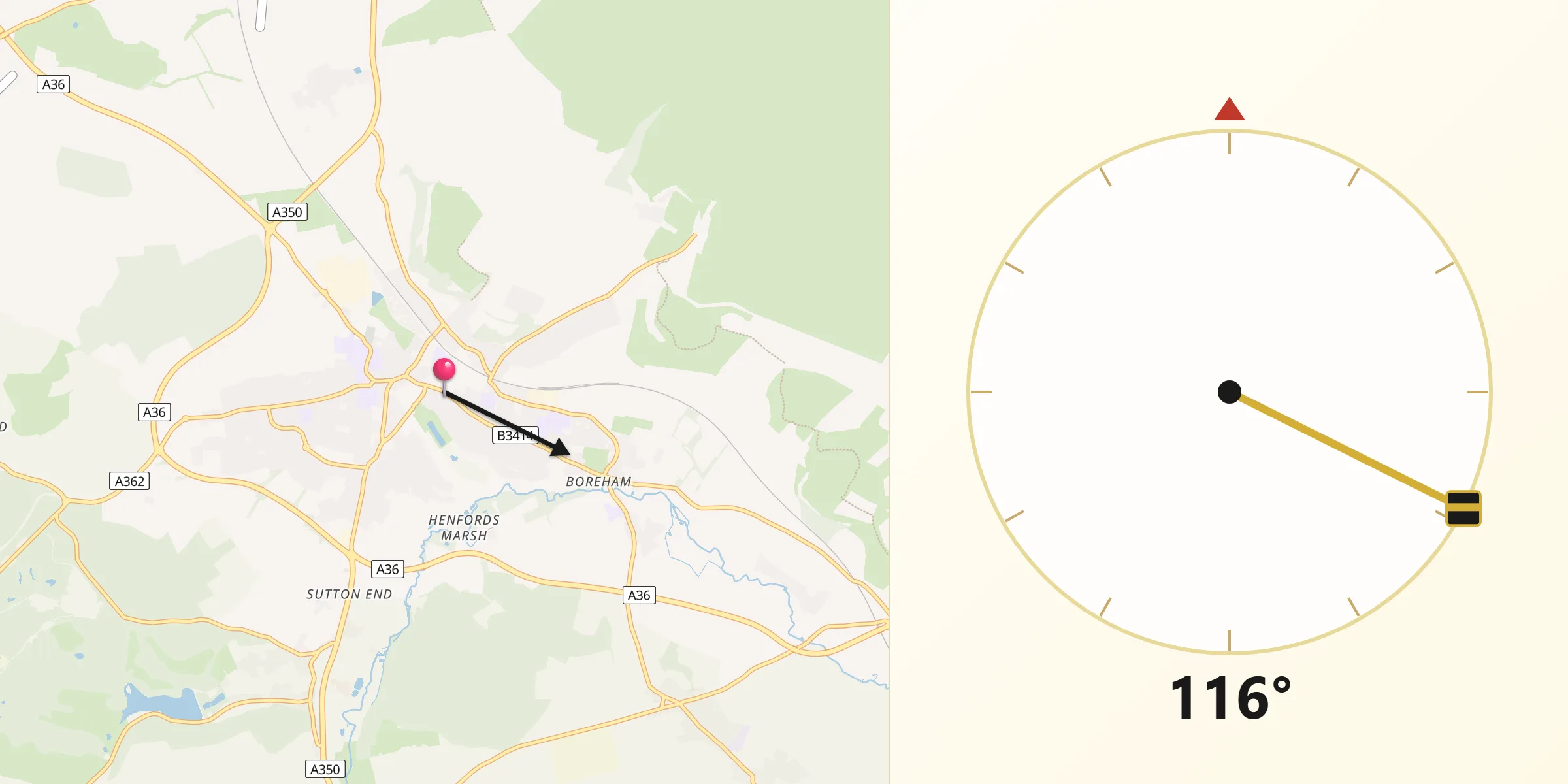 Qibla Direction from Warminster