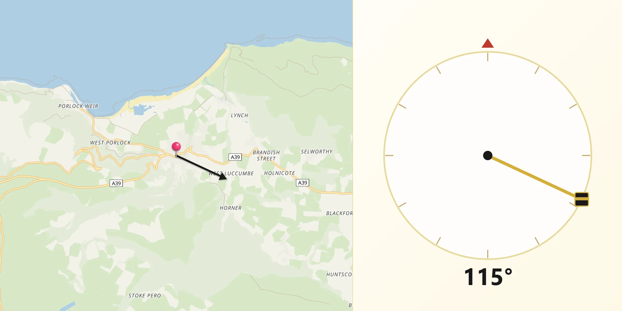 Qibla Direction from Porlock