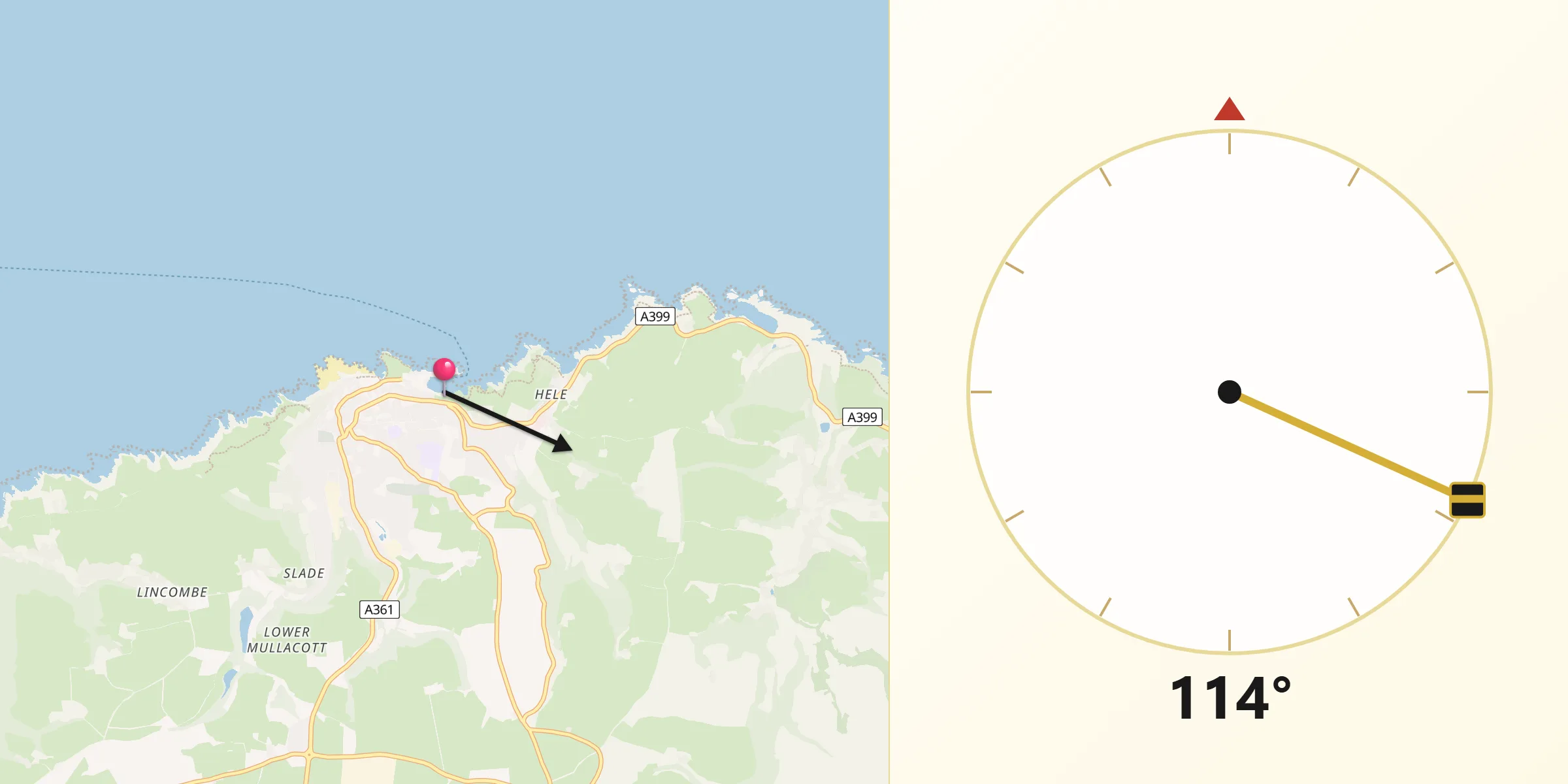Qibla Direction from Ilfracombe