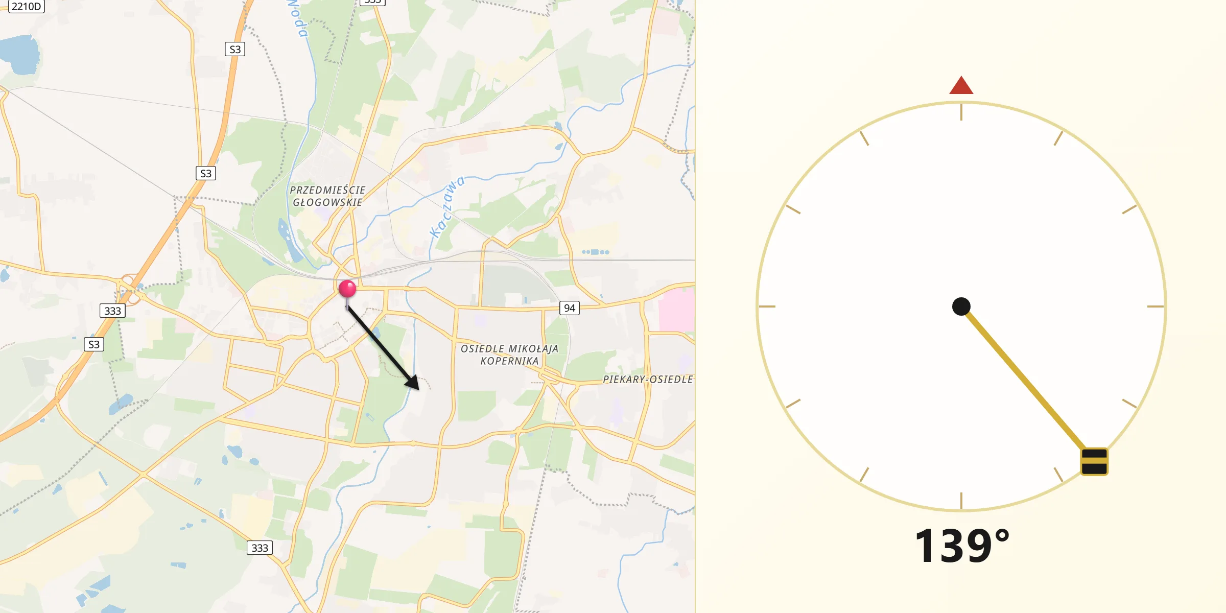 Kierunek Qibla z Legnica