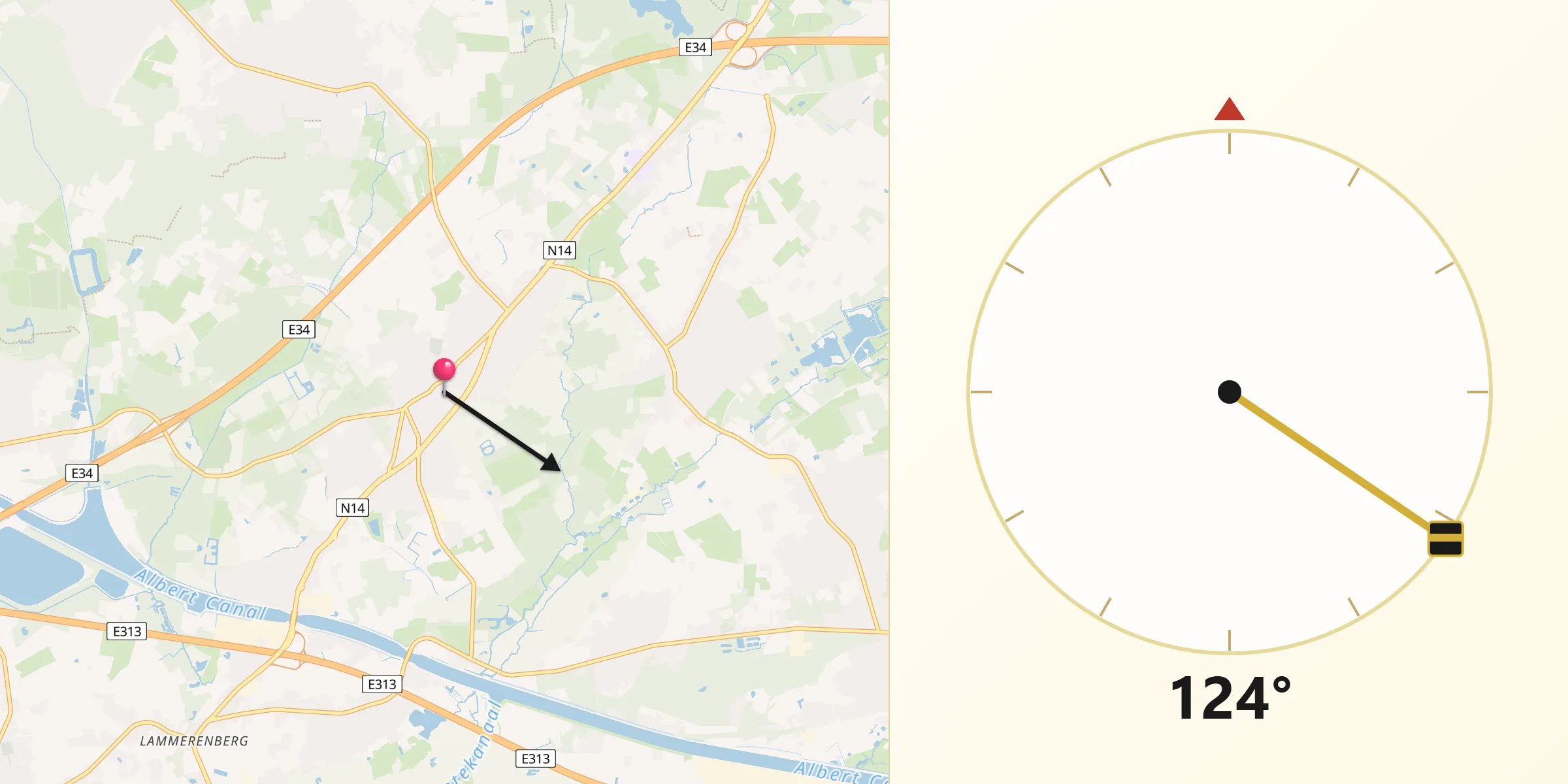 Direction vers la Qibla depuis Zandhoven
