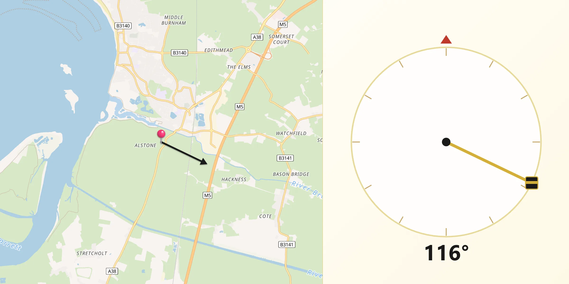 Qibla Direction from Highbridge