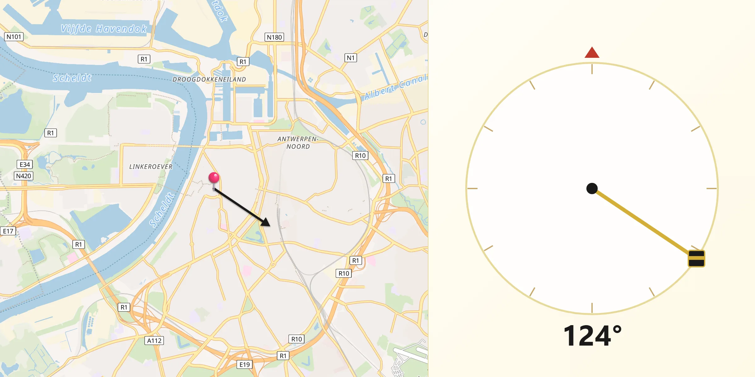 Antwerp şehrinden Kıble Yönü