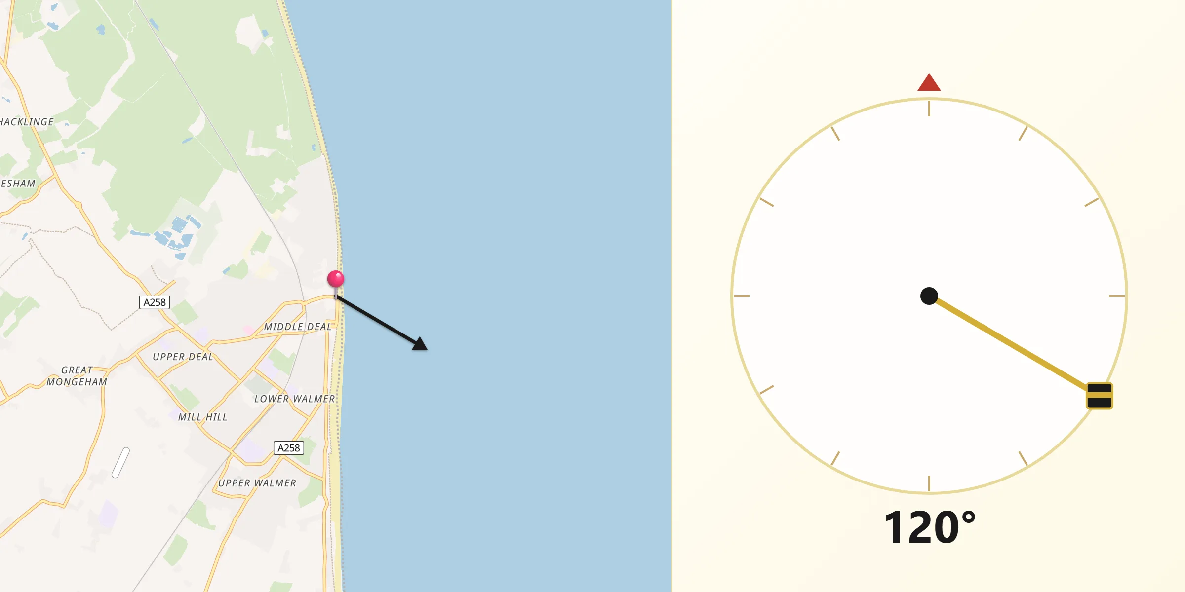 Qibla Direction from Deal