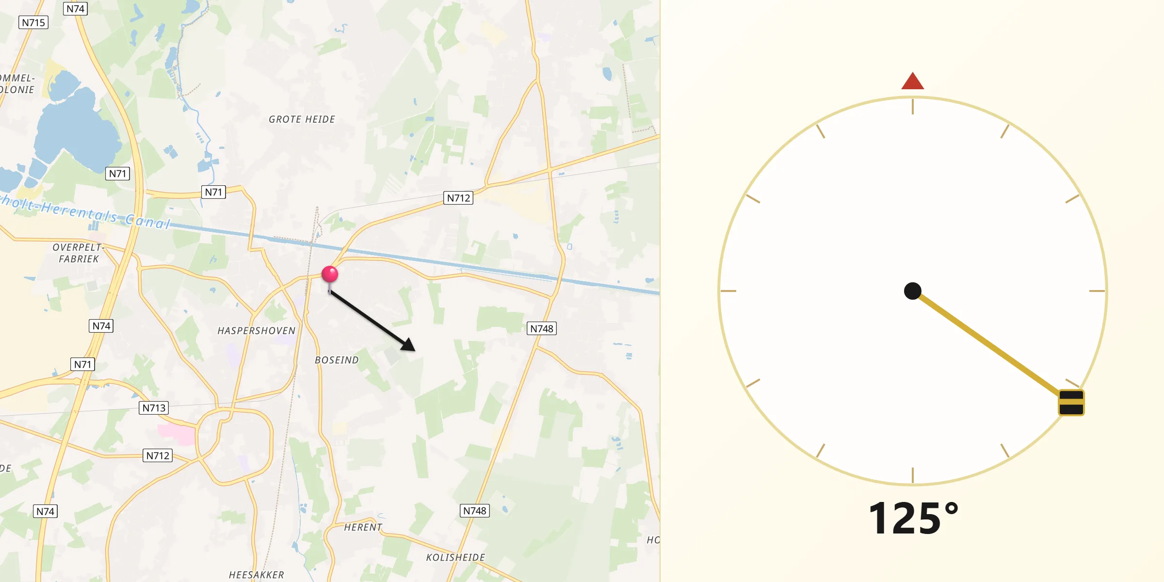Qibla Richting vanaf Neerpelt
