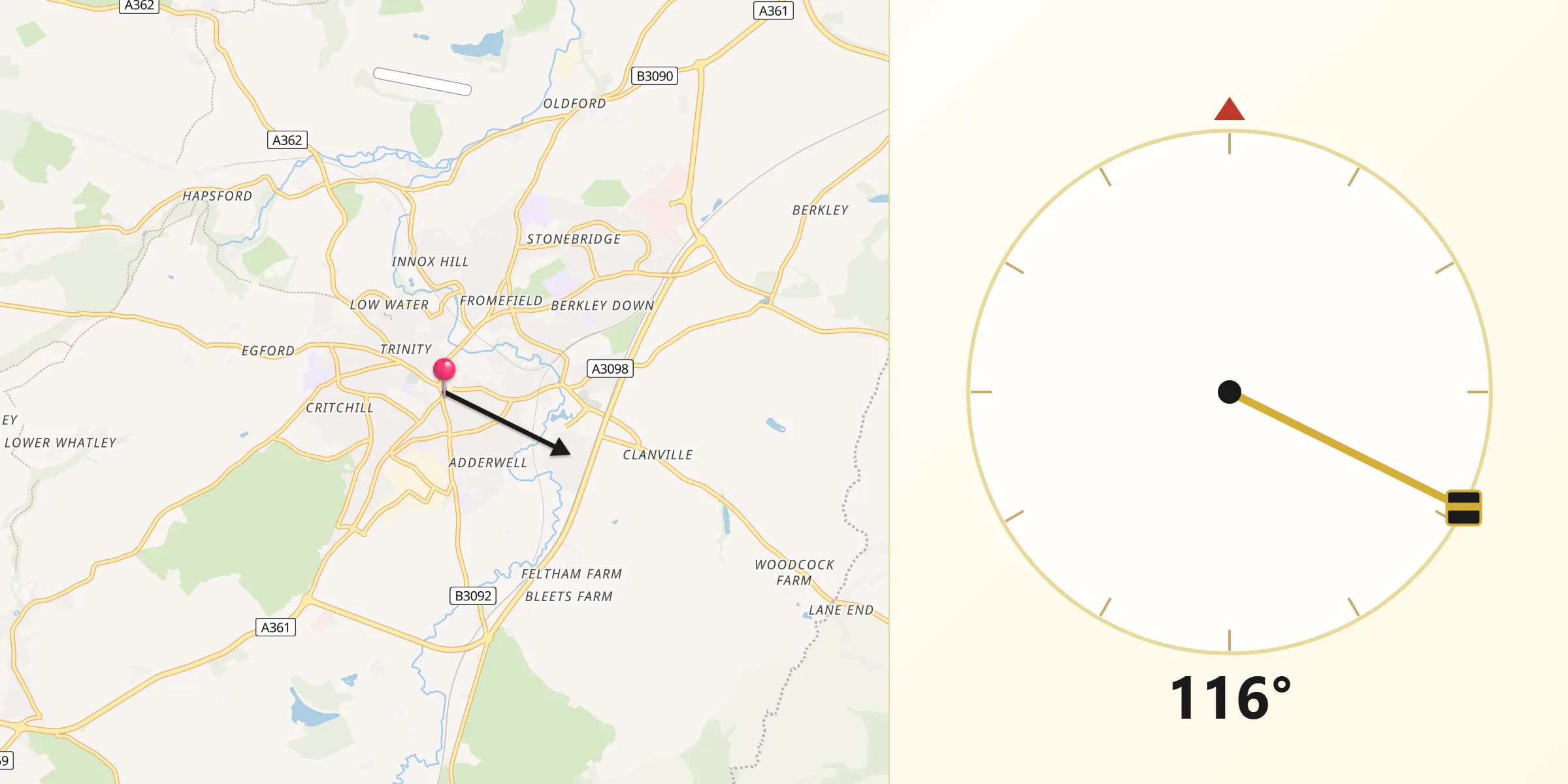 Qibla Direction from Frome