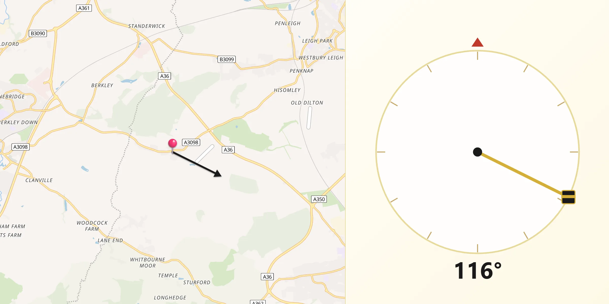 Qibla Direction from Chapmanslade