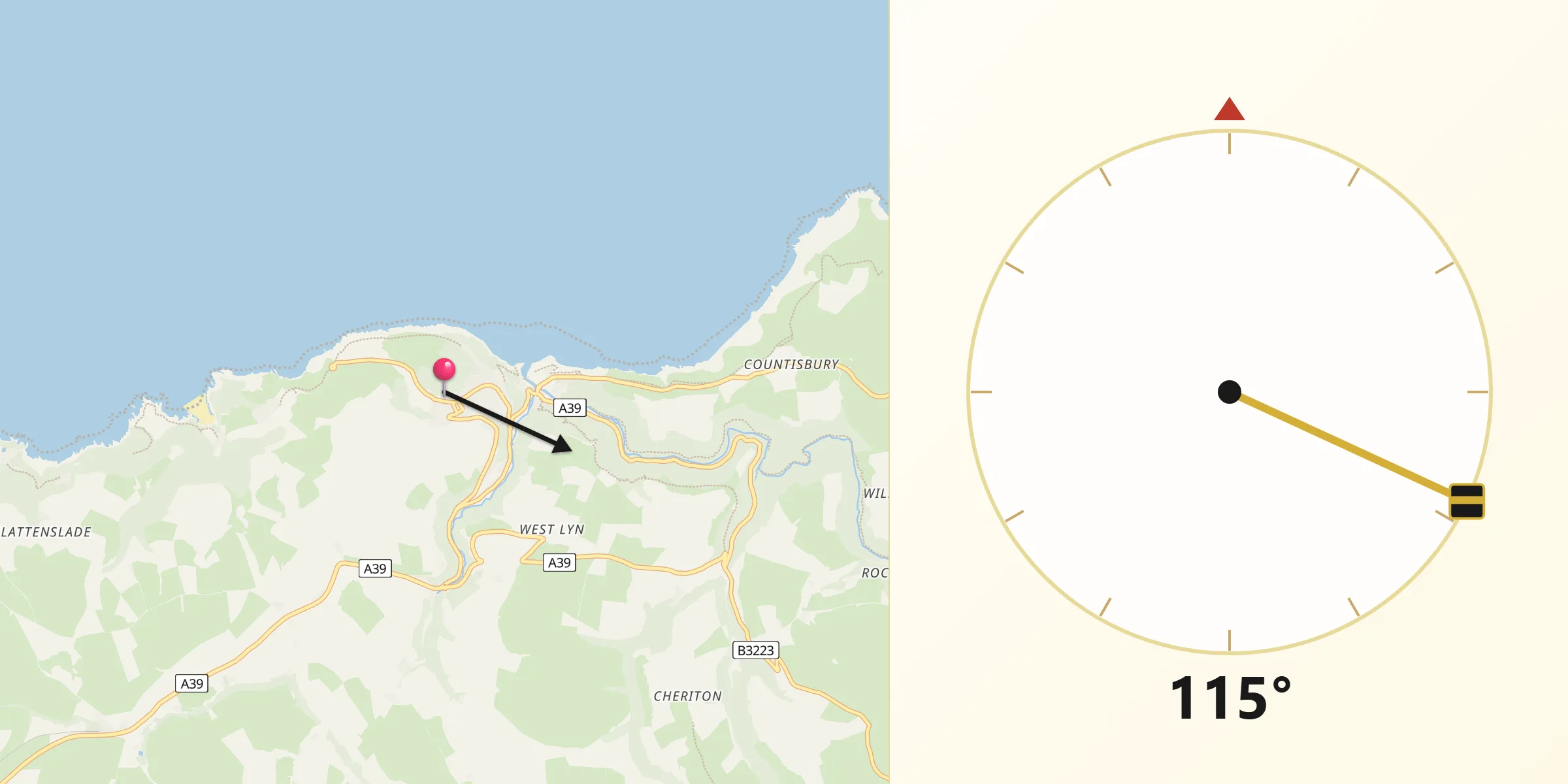 Qibla Direction from Lynton