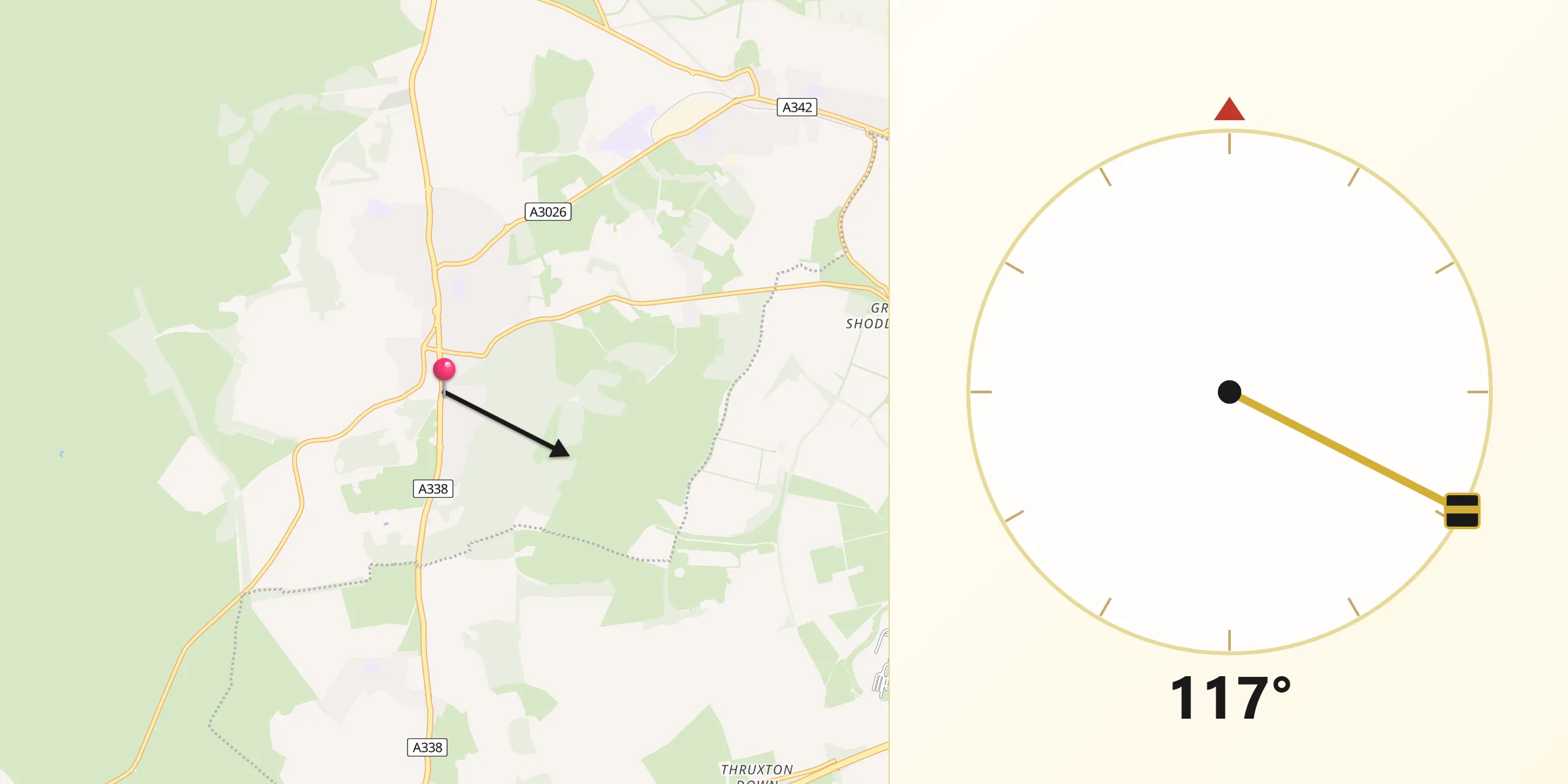 Qibla Direction from Tidworth