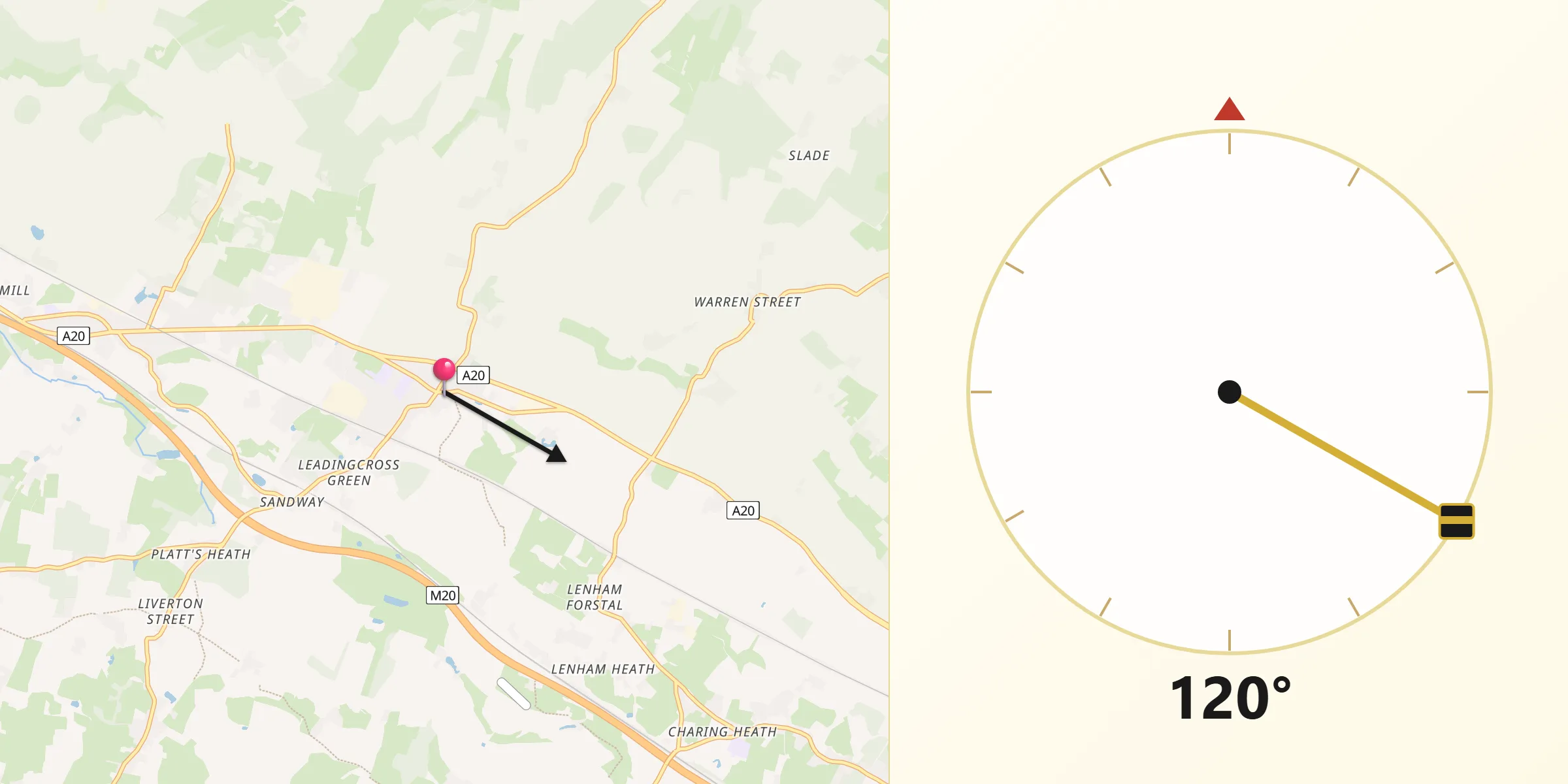 Qibla Direction from Lenham