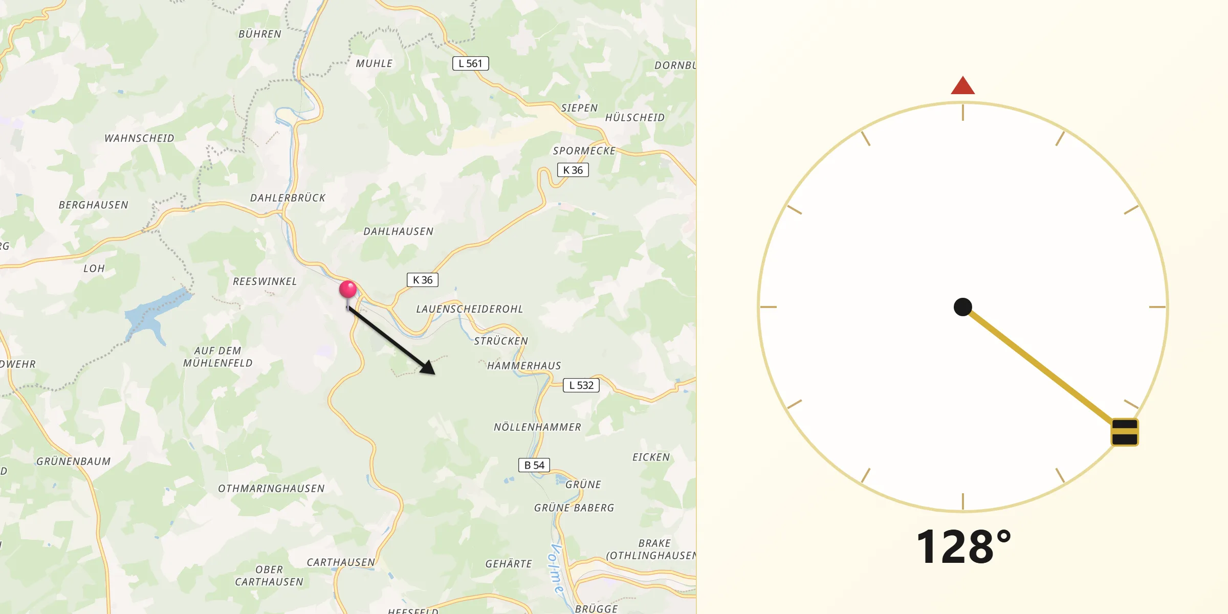 Qibla-Richtung von Schalksmühle