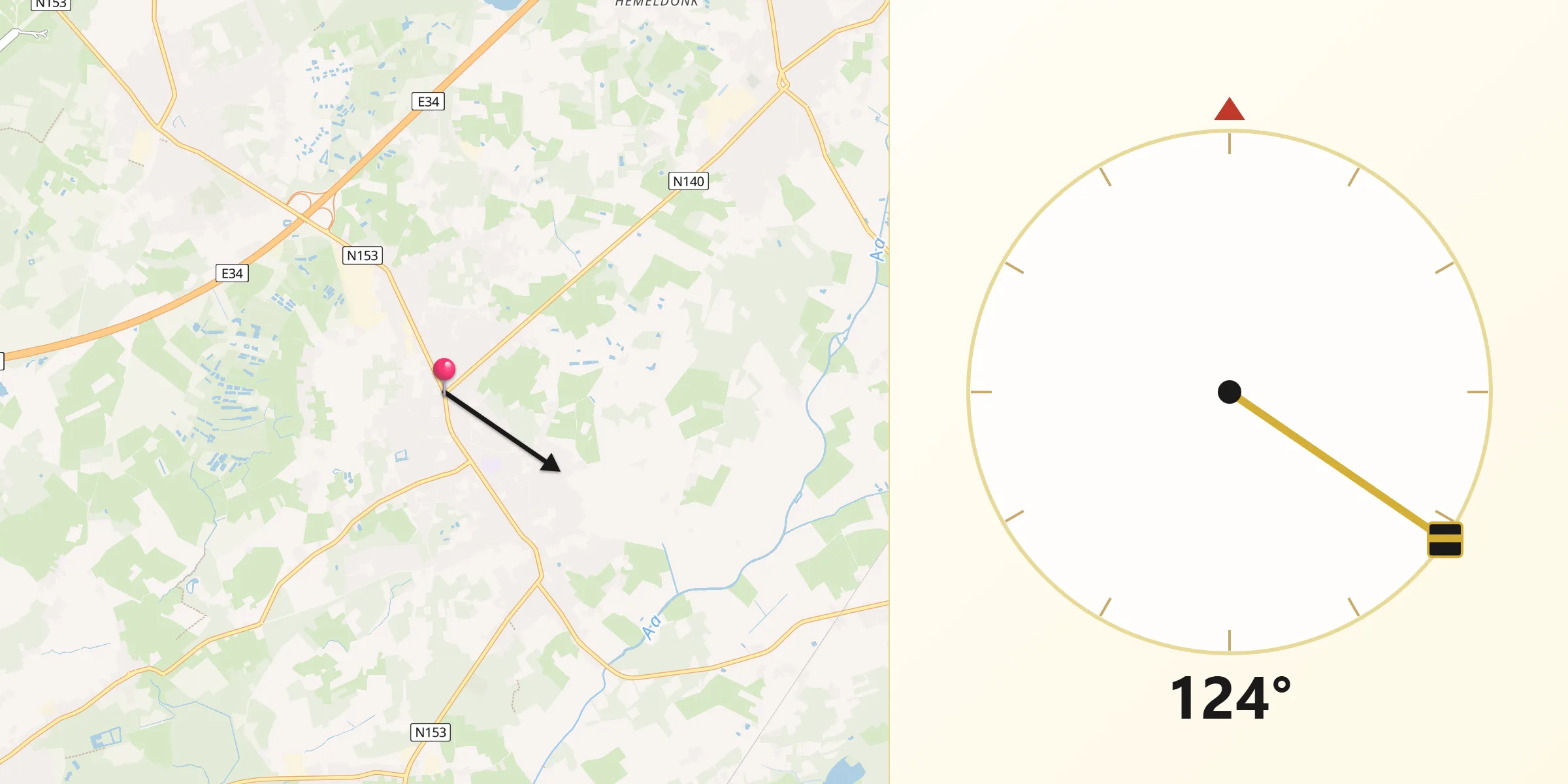 Qibla Richting vanaf Lille