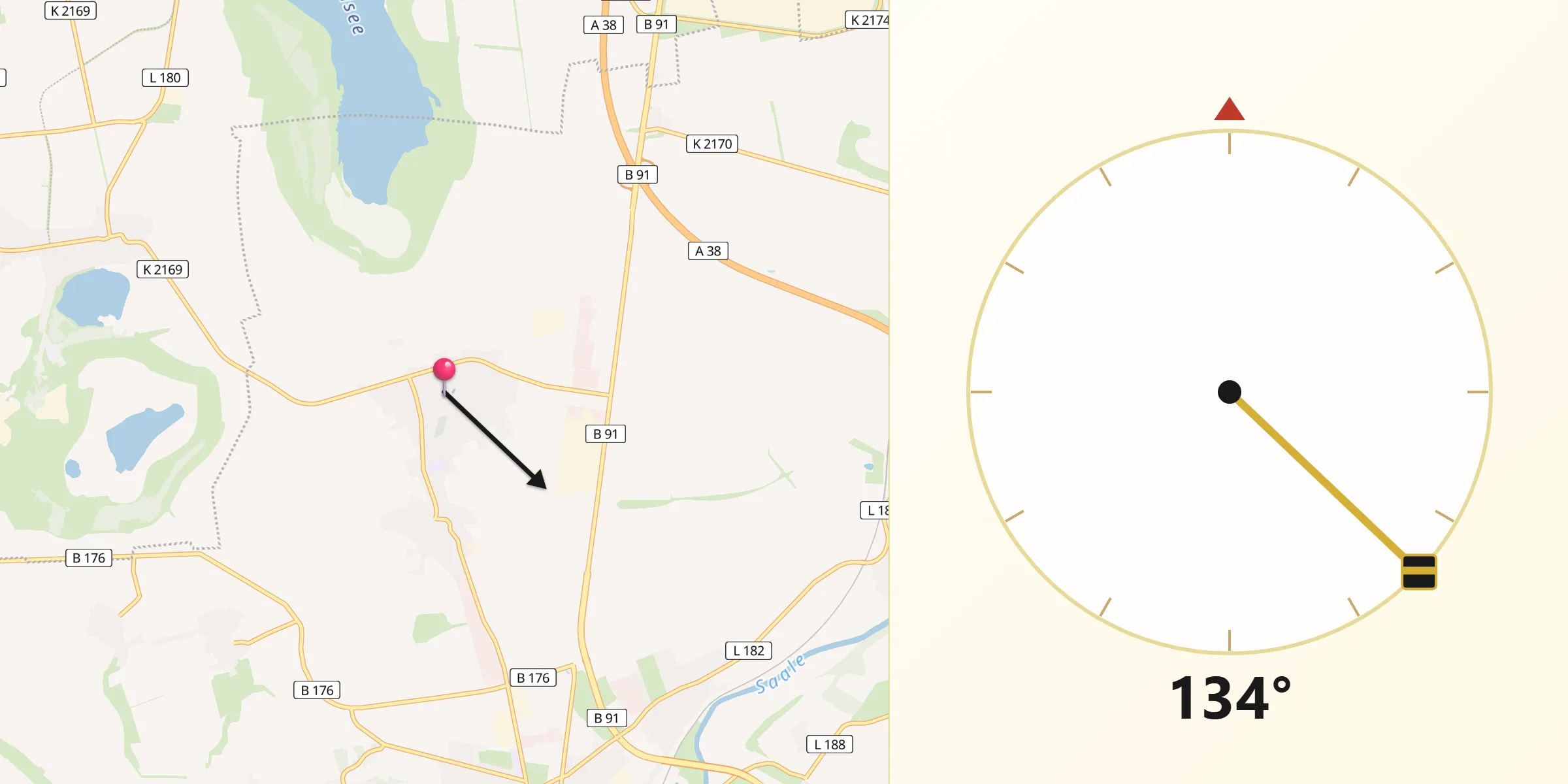 Qibla-Richtung von Reichardtswerben