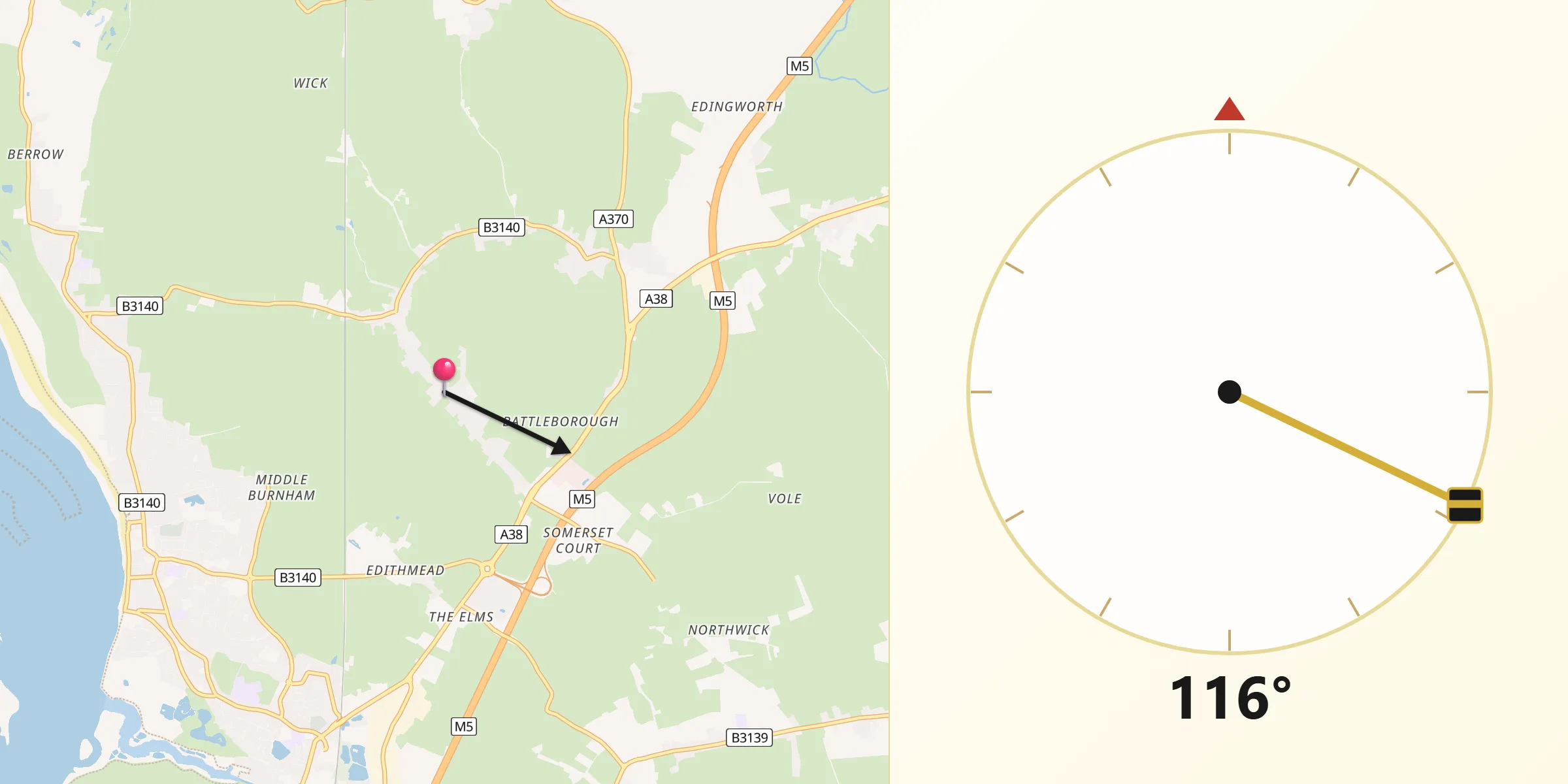 Qibla Direction from Brent Knoll